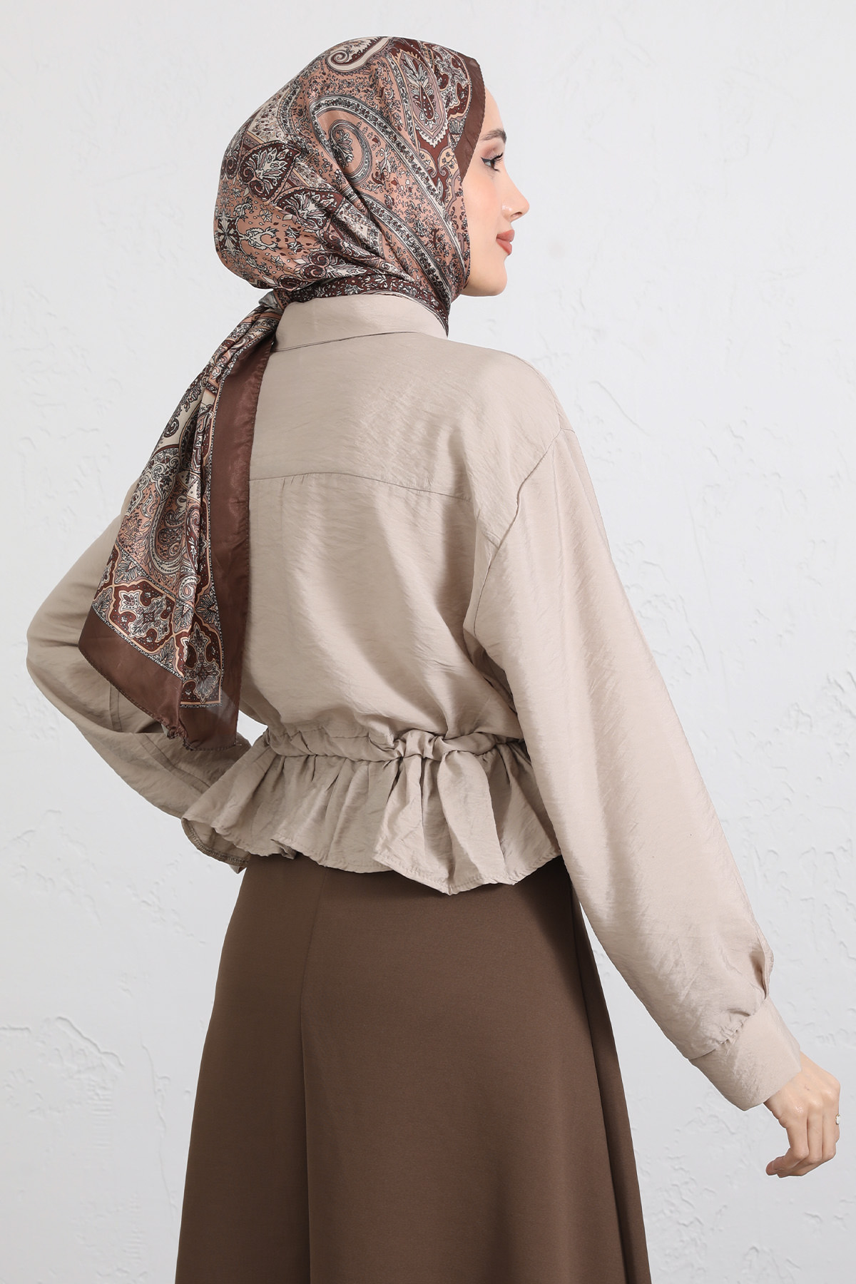 Belden Tünel Bağcıklı Gömlek Y0117 - TAŞ RENGİ |  