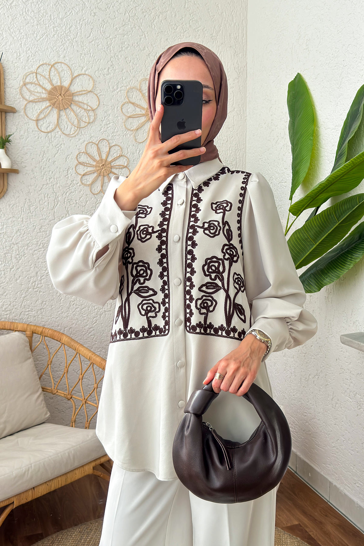 Punto Nakışlı Tunik 2191 - Taş Rengi |  