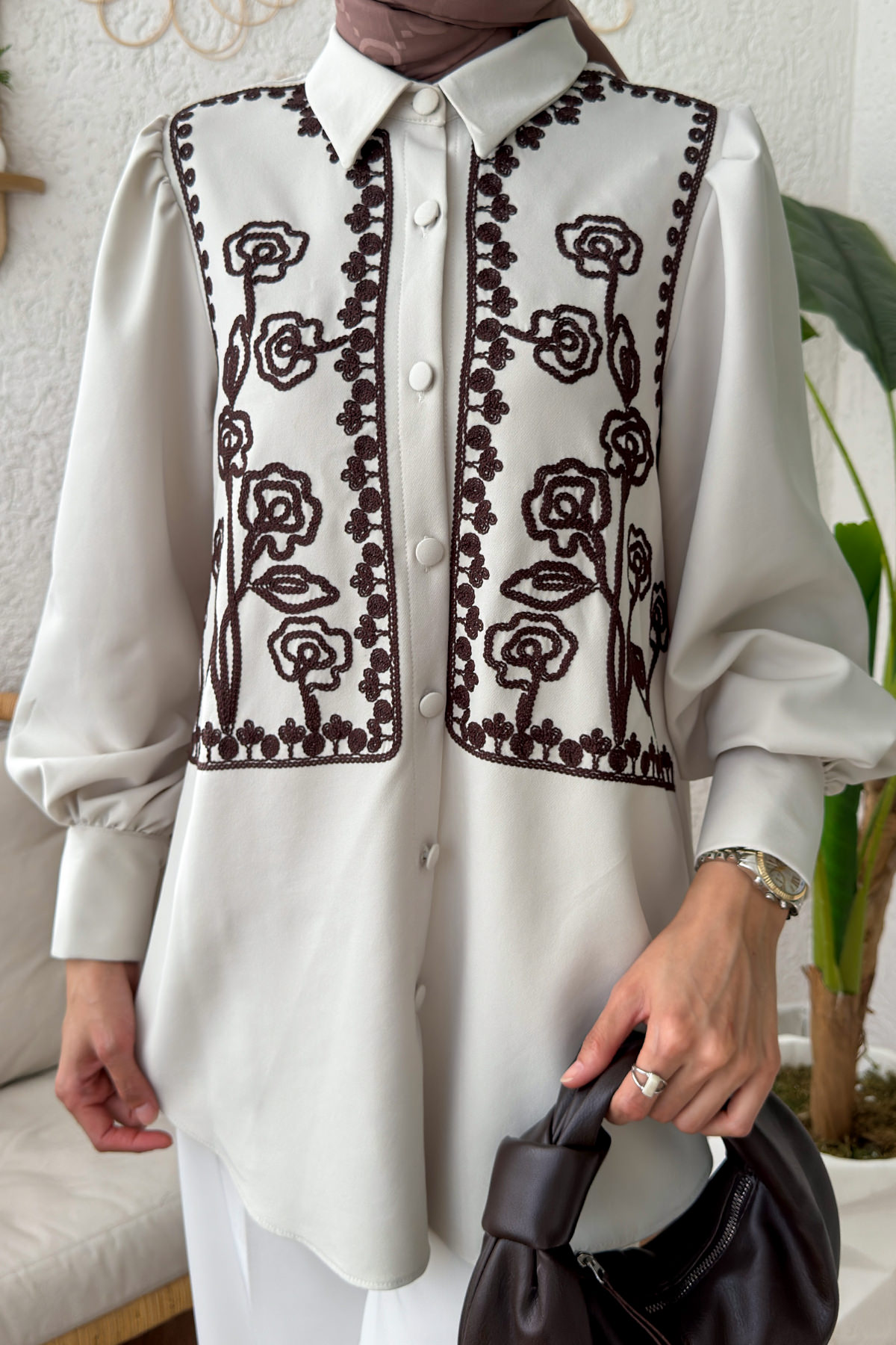 Punto Nakışlı Tunik 2191 - Taş Rengi |  