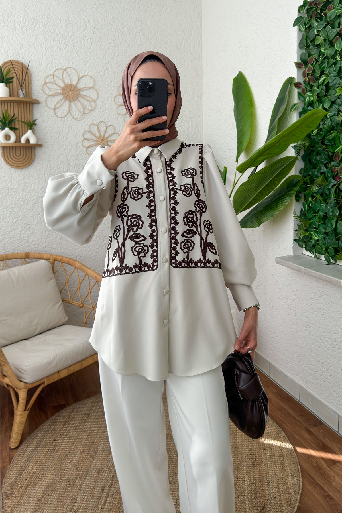 Punto Nakışlı Tunik 2191 - Taş Rengi |  