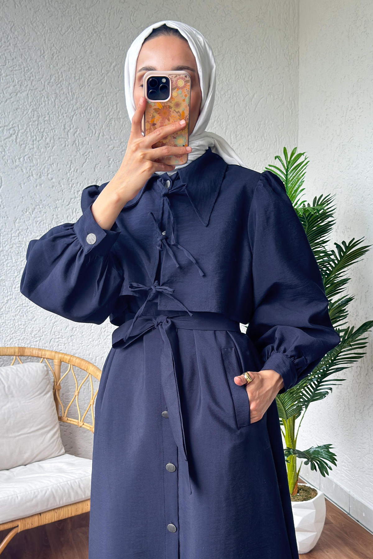 2180 Bolero Detaylı Trençkot - LACİVERT |  