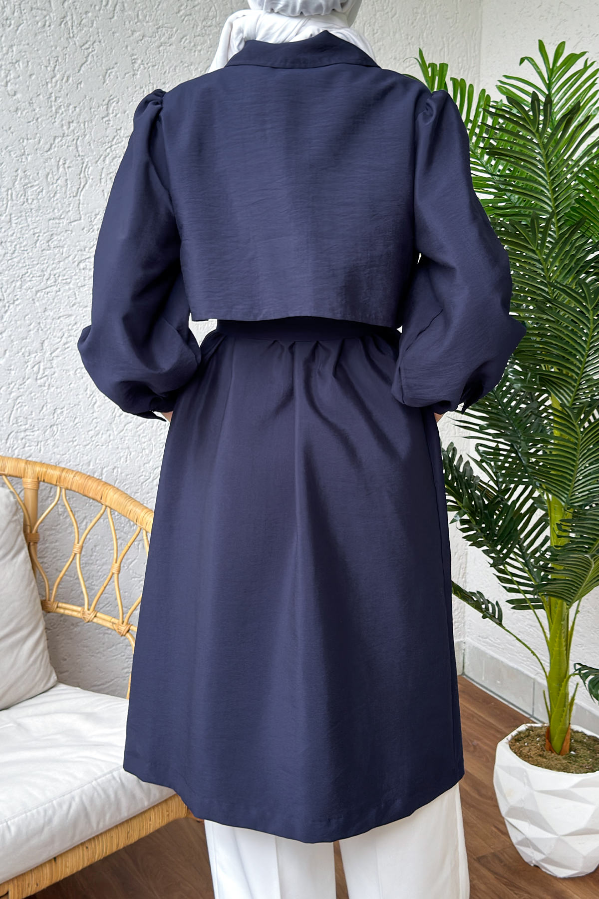 2180 Bolero Detaylı Trençkot - LACİVERT |  