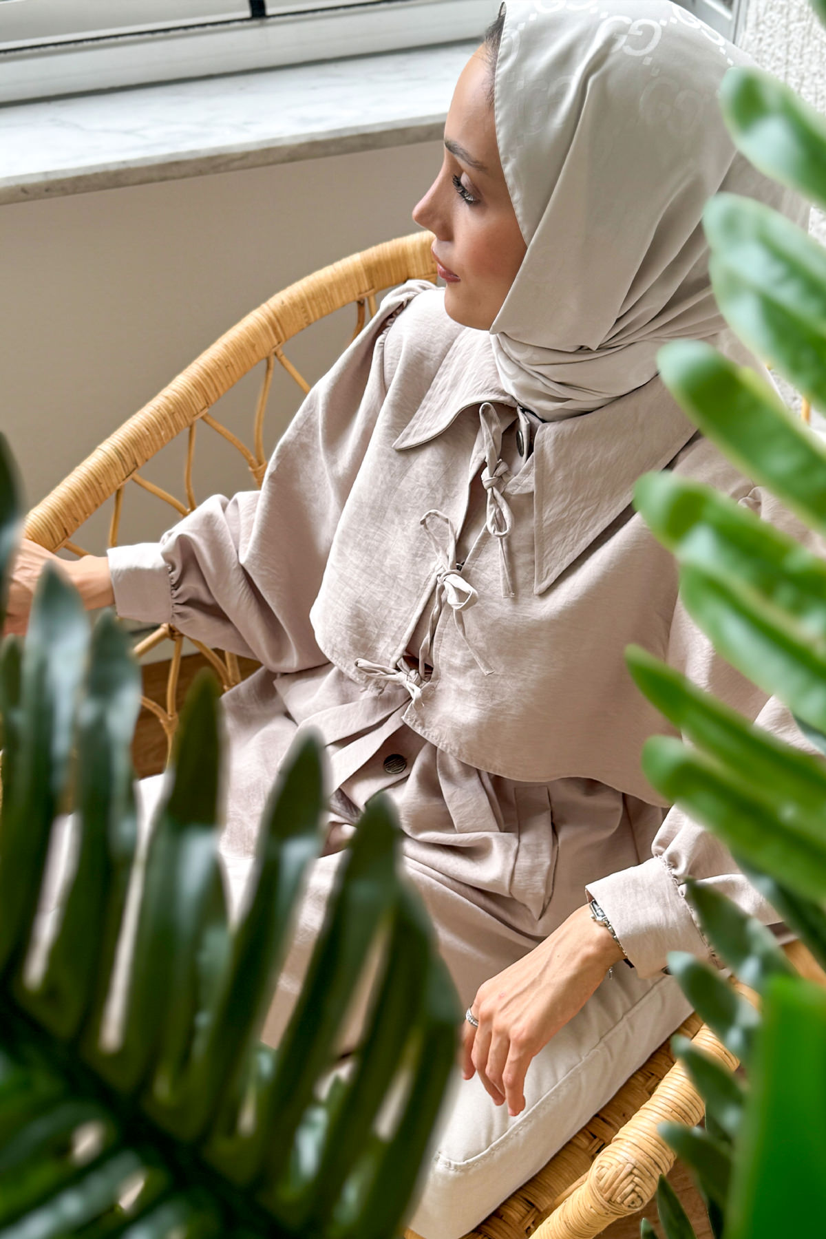 2180 Bolero Detaylı Trençkot - TAŞ RENGİ |  