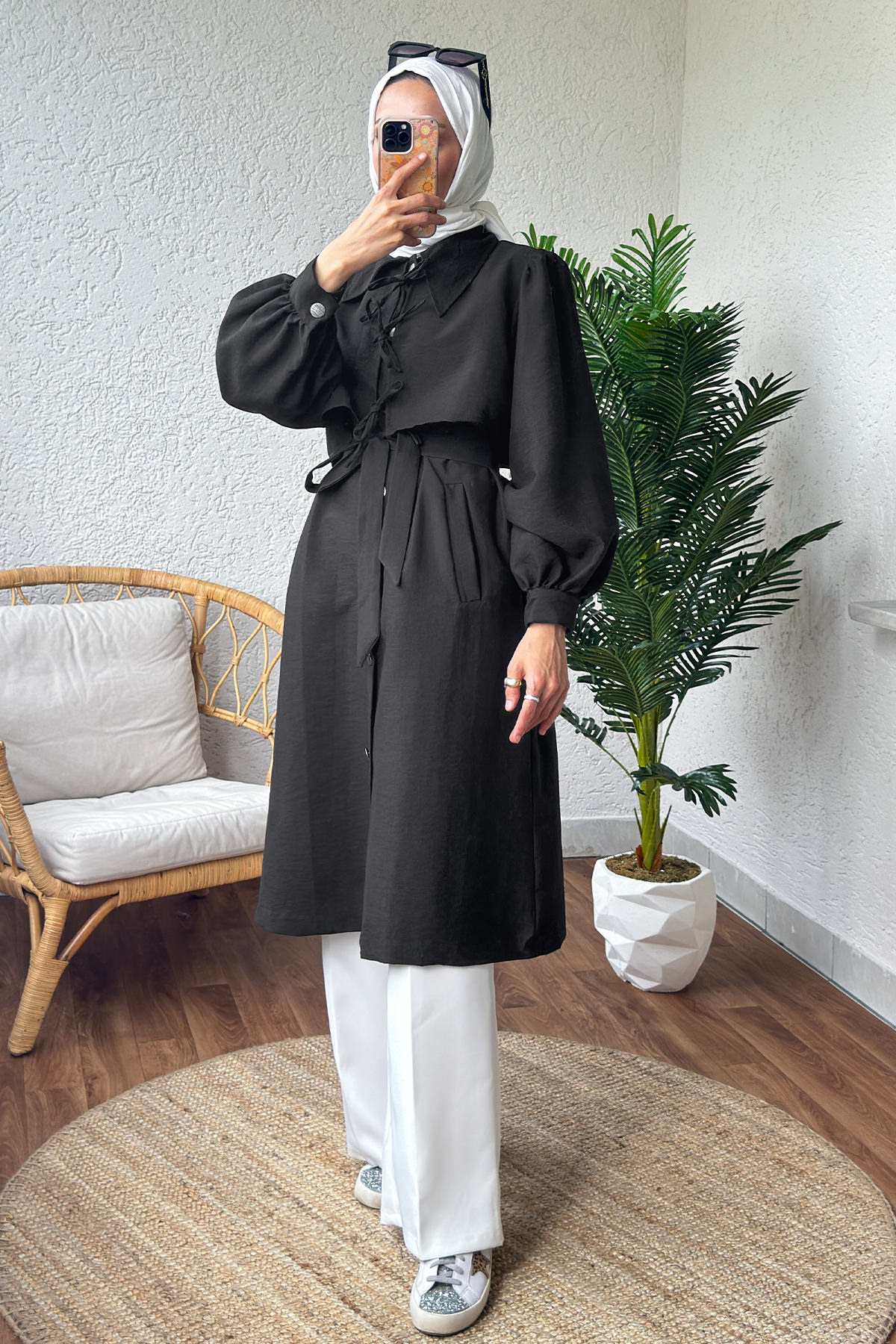 2180 Bolero Detaylı Trençkot - SİYAH |  