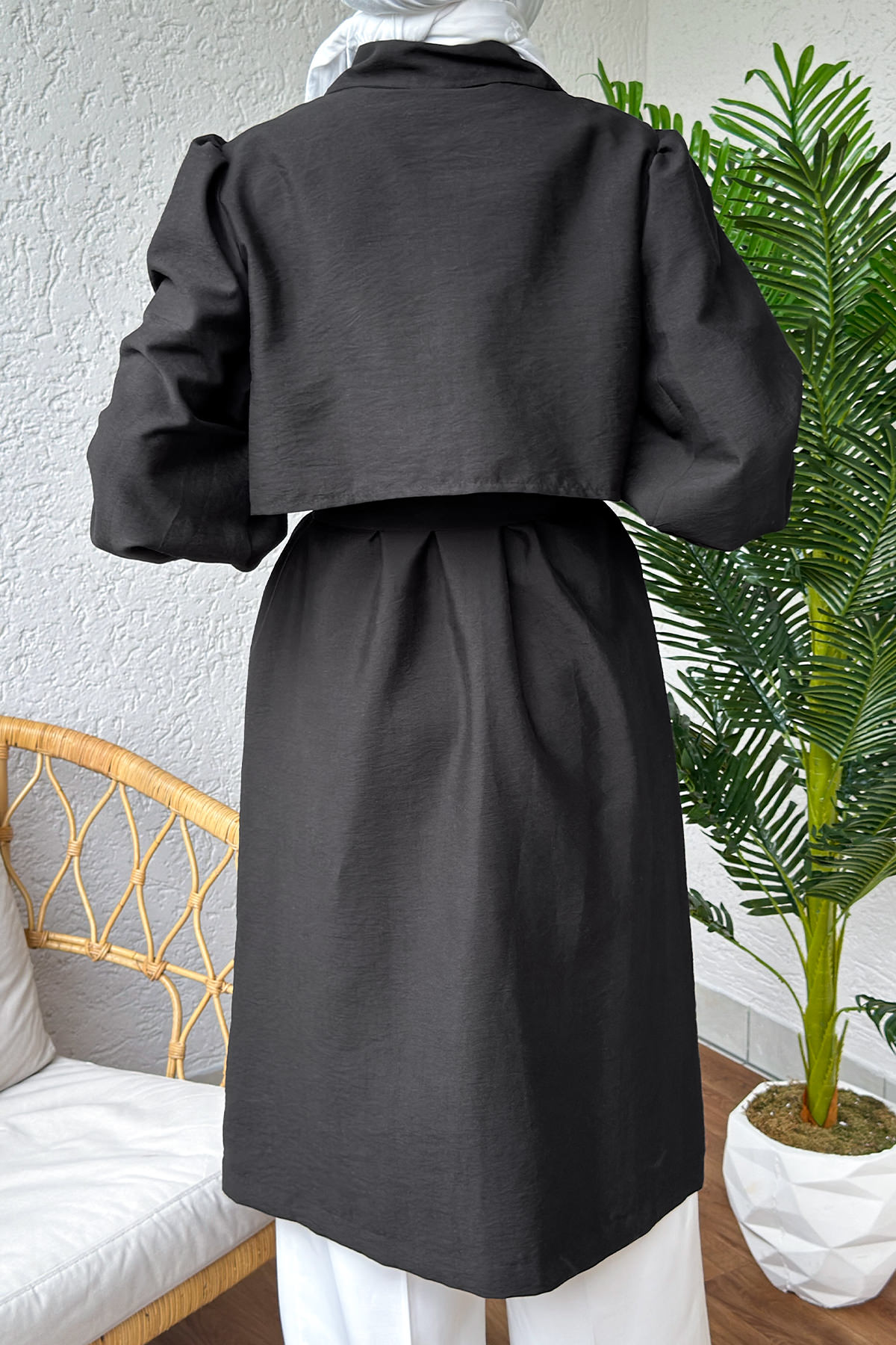 2180 Bolero Detaylı Trençkot - SİYAH |  