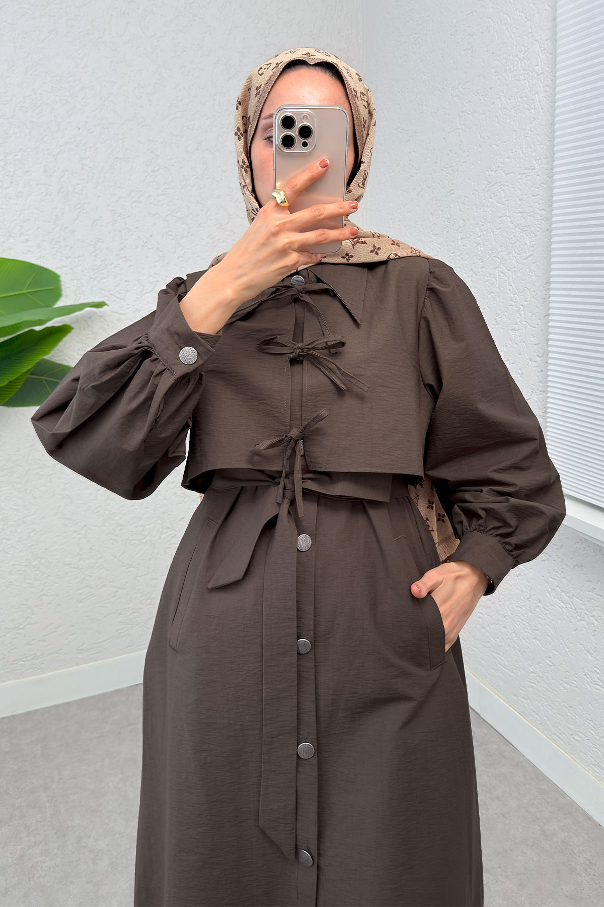 2180 Bolero Detaylı Trençkot - KAHVERENGİ |  