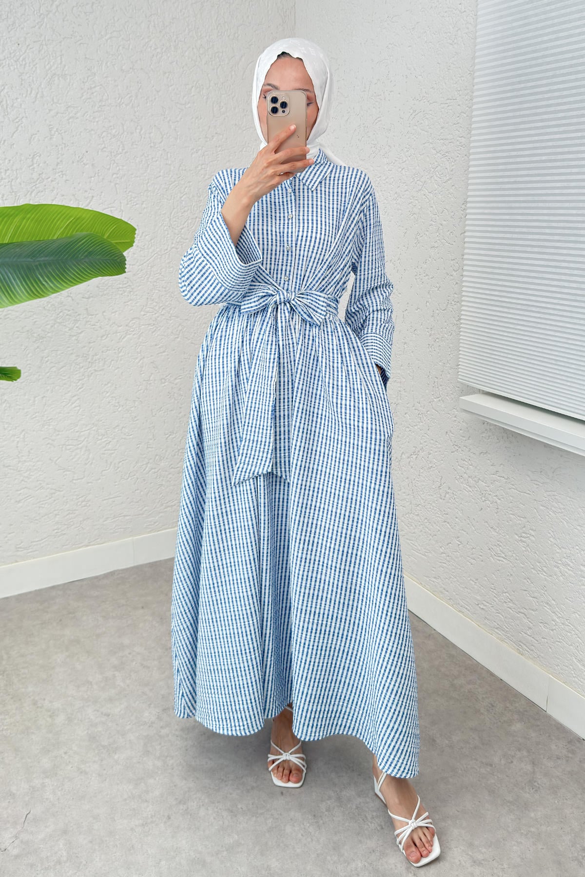 Önden Bağlamalı Tesettür Elbise 2302 - SAKS | zenne.com 