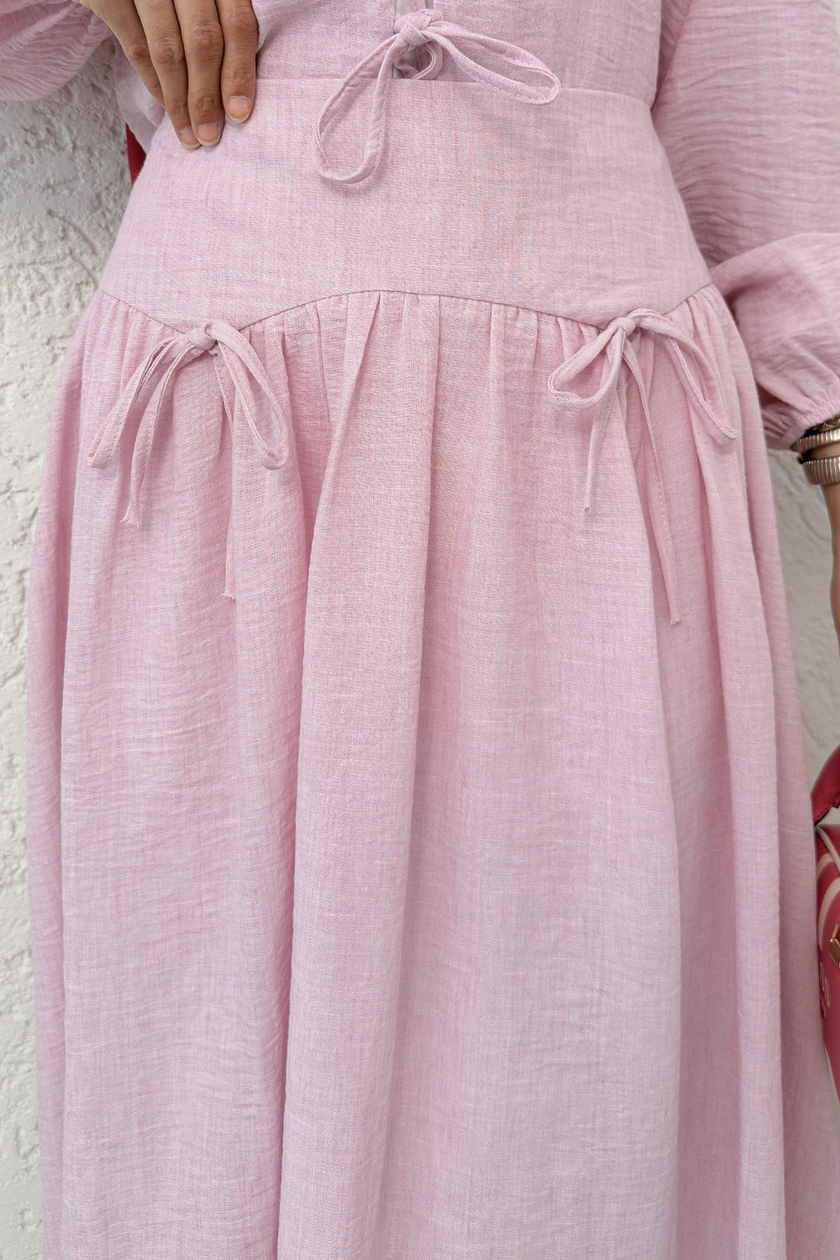 İp Bağcıklı Etekli Kombin 2299 - PEMBE |  