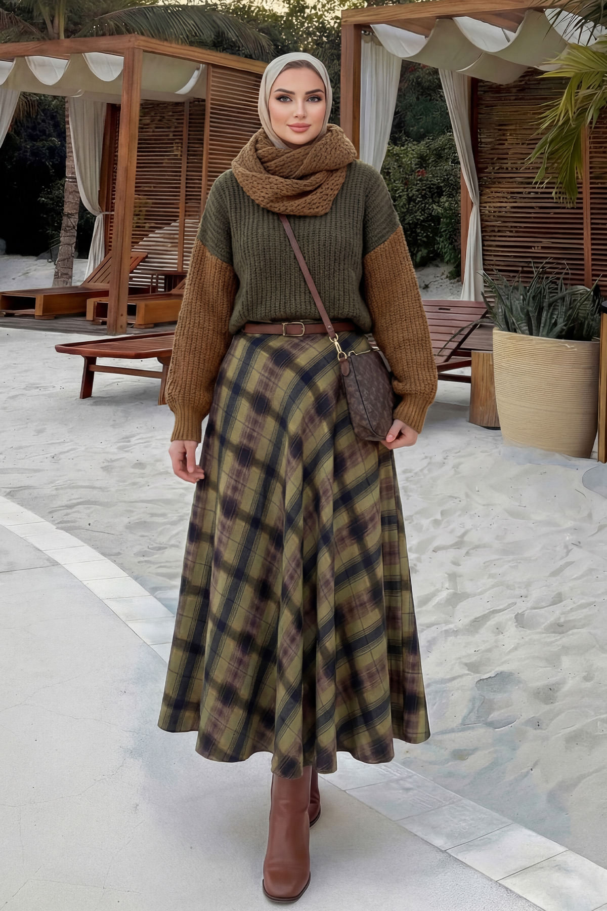 Cepli Ekose Etek 5273 - YEŞİL |  