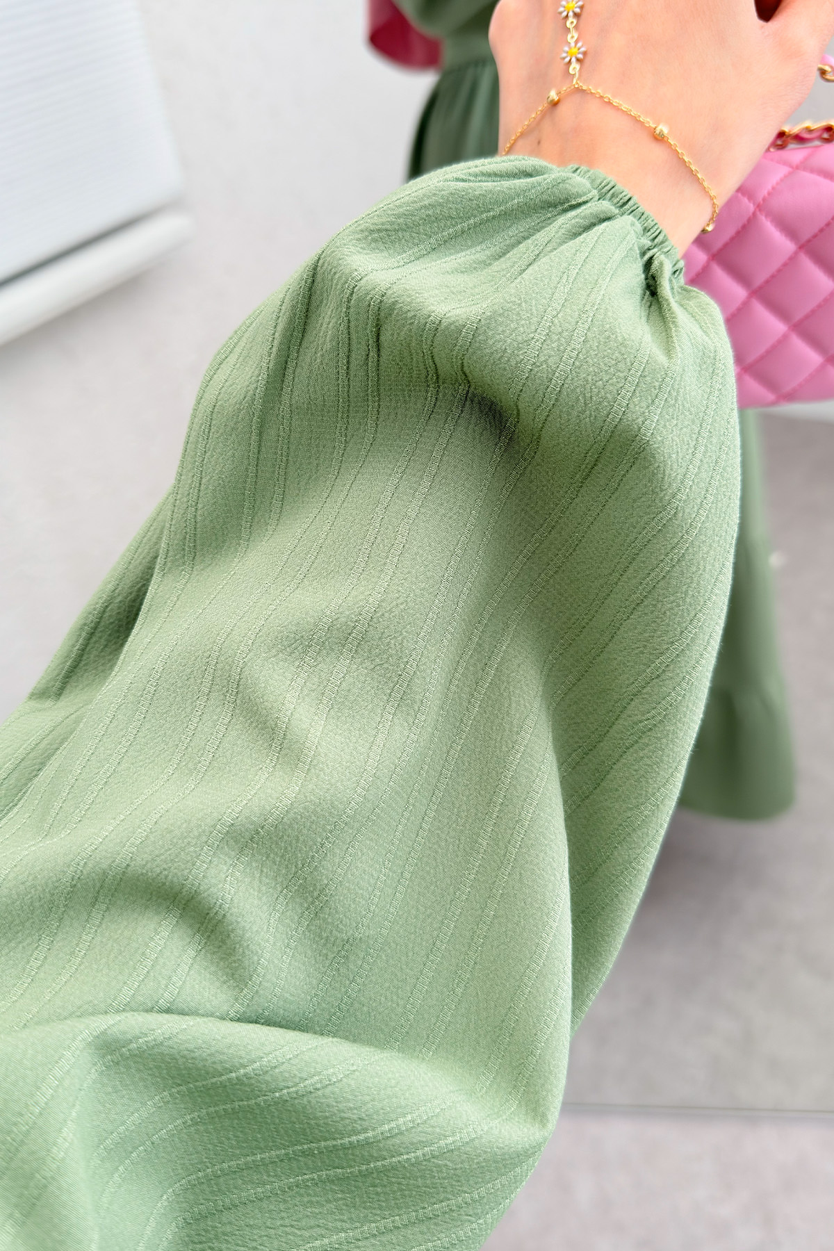 Hakim Yaka Tesettür Elbise 2268 - AÇIK YEŞİL |  