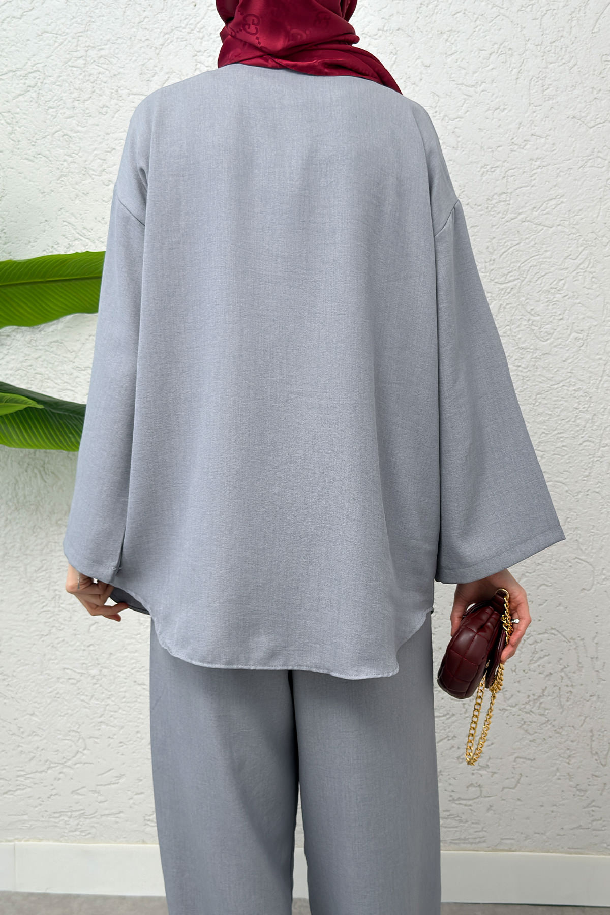 Ön Bağcıklı Kimono Takım 3007 - GRİ |  