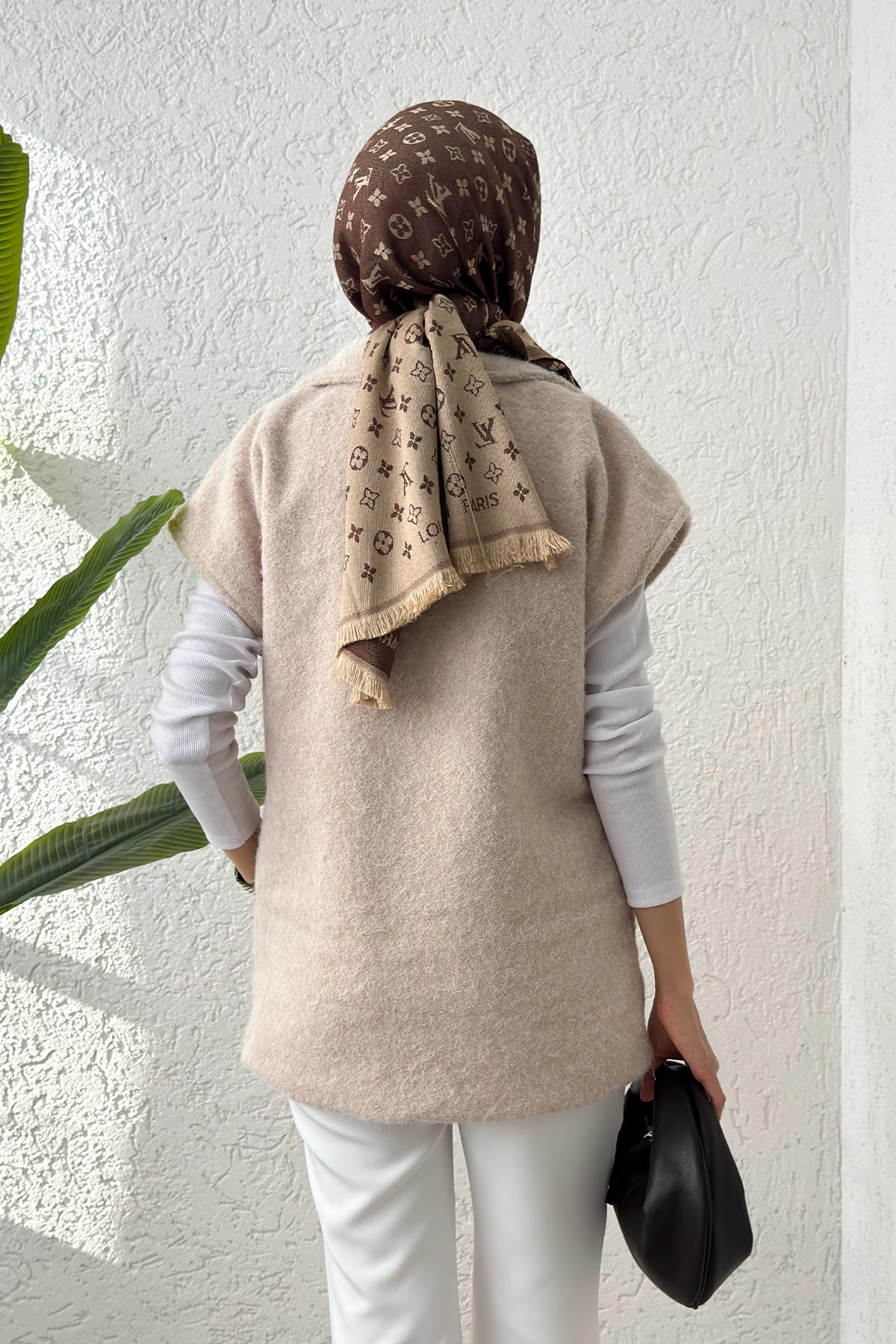 Sabit Kemerli Keçe Yelek 3031 - TAŞ RENGİ |  