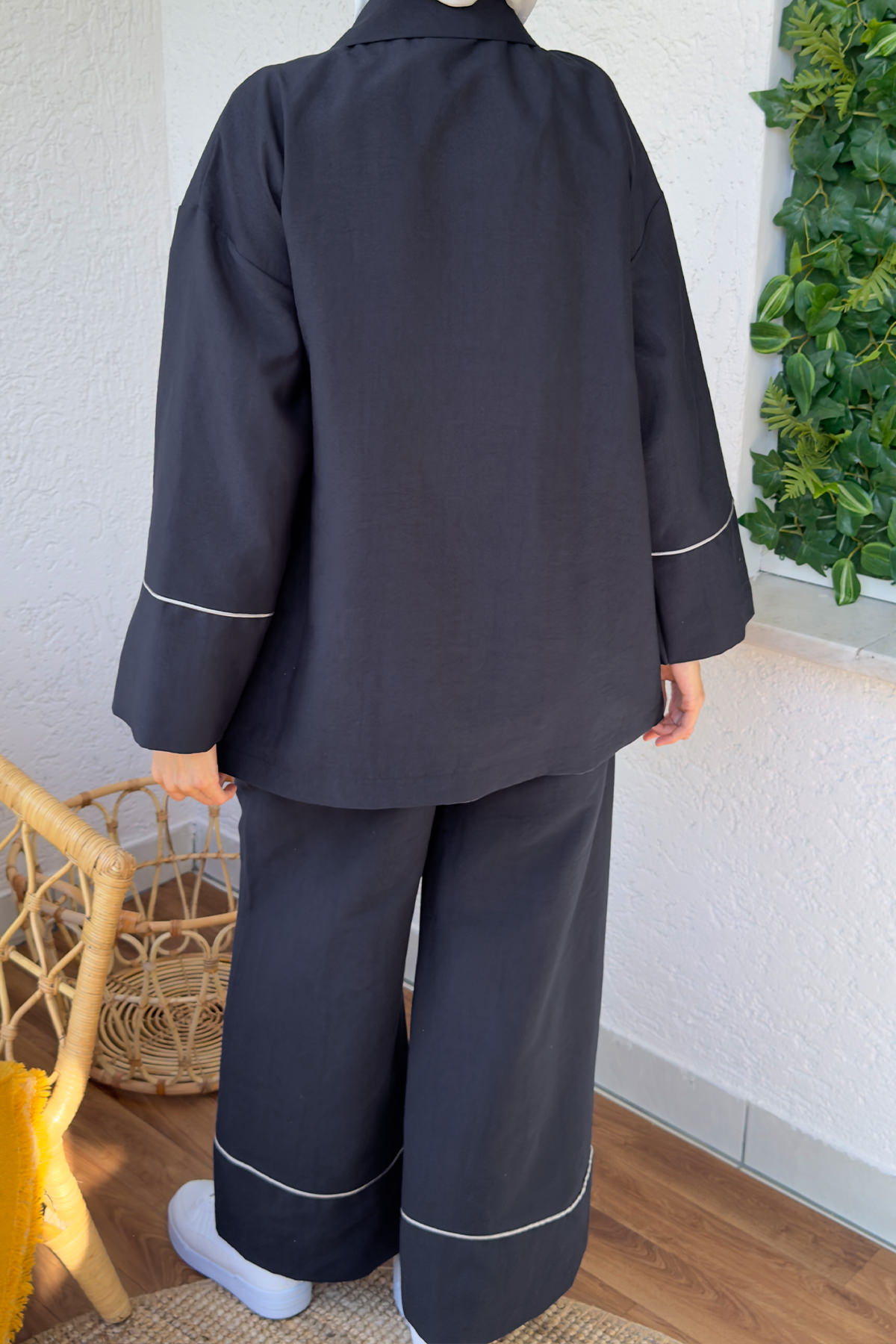 2173 Biye Detaylı Kimono Takım - LACİVERT |  