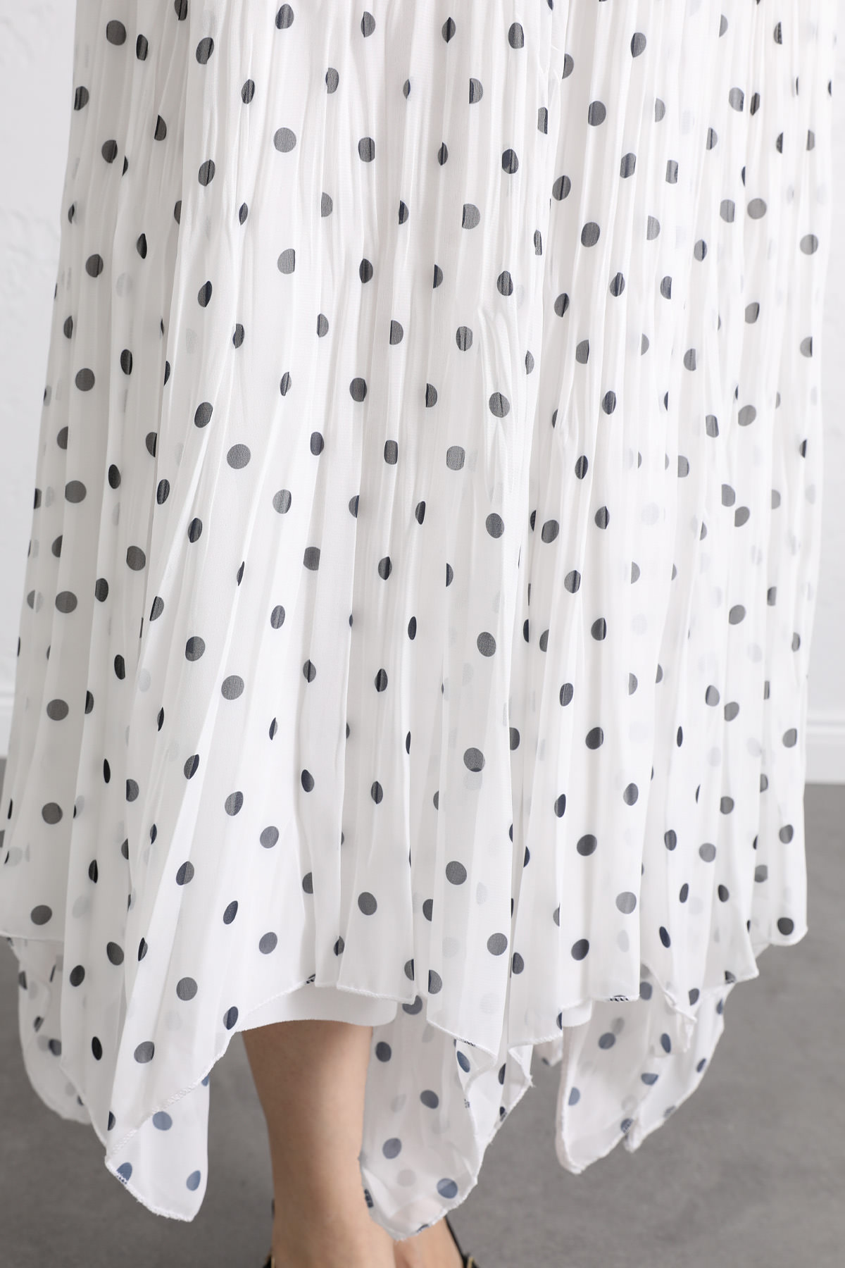 Puantiyeli Şifon Etek 580056 - BEYAZ |  