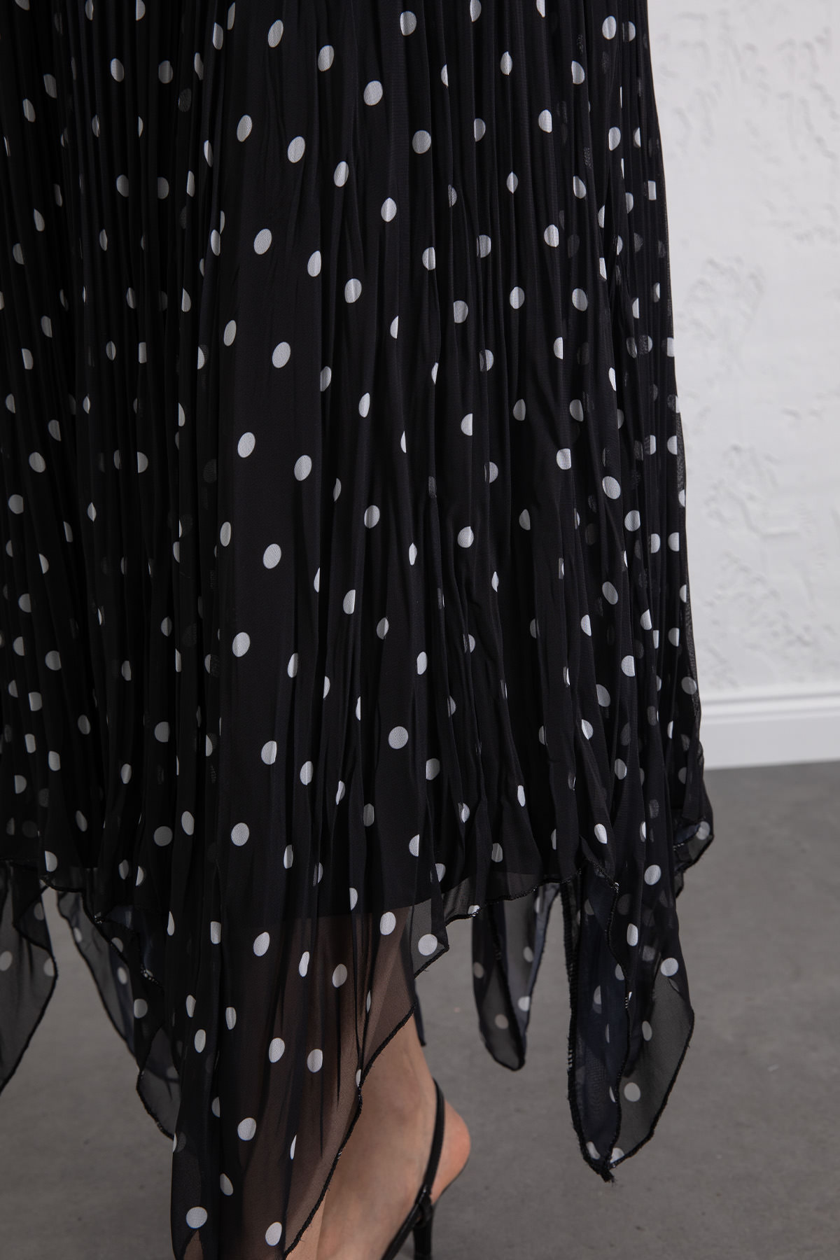 Puantiyeli Şifon Etek 580056 - SİYAH |  