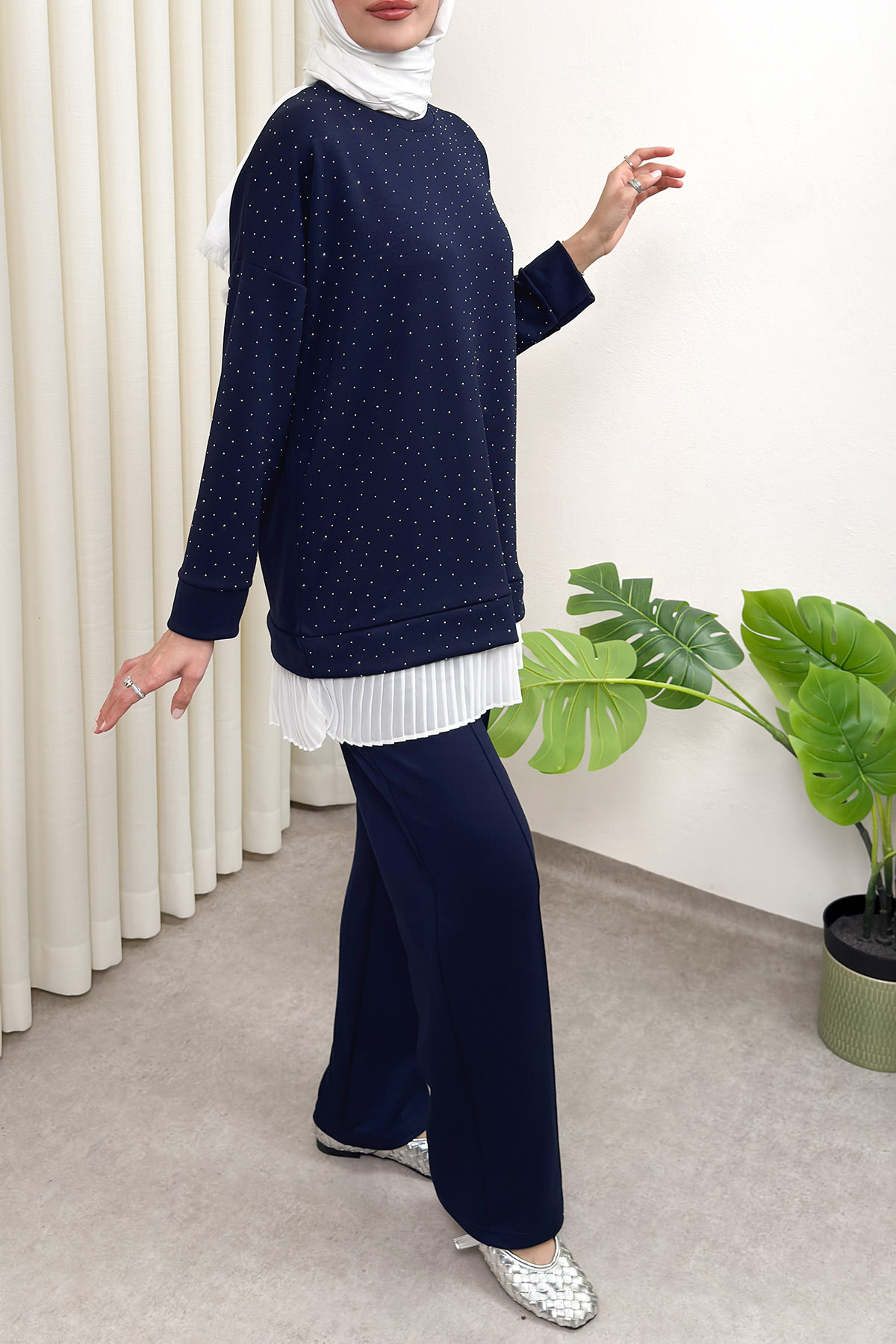 Altı Pliseli Tunik Takım 58122 - LACİVERT |  