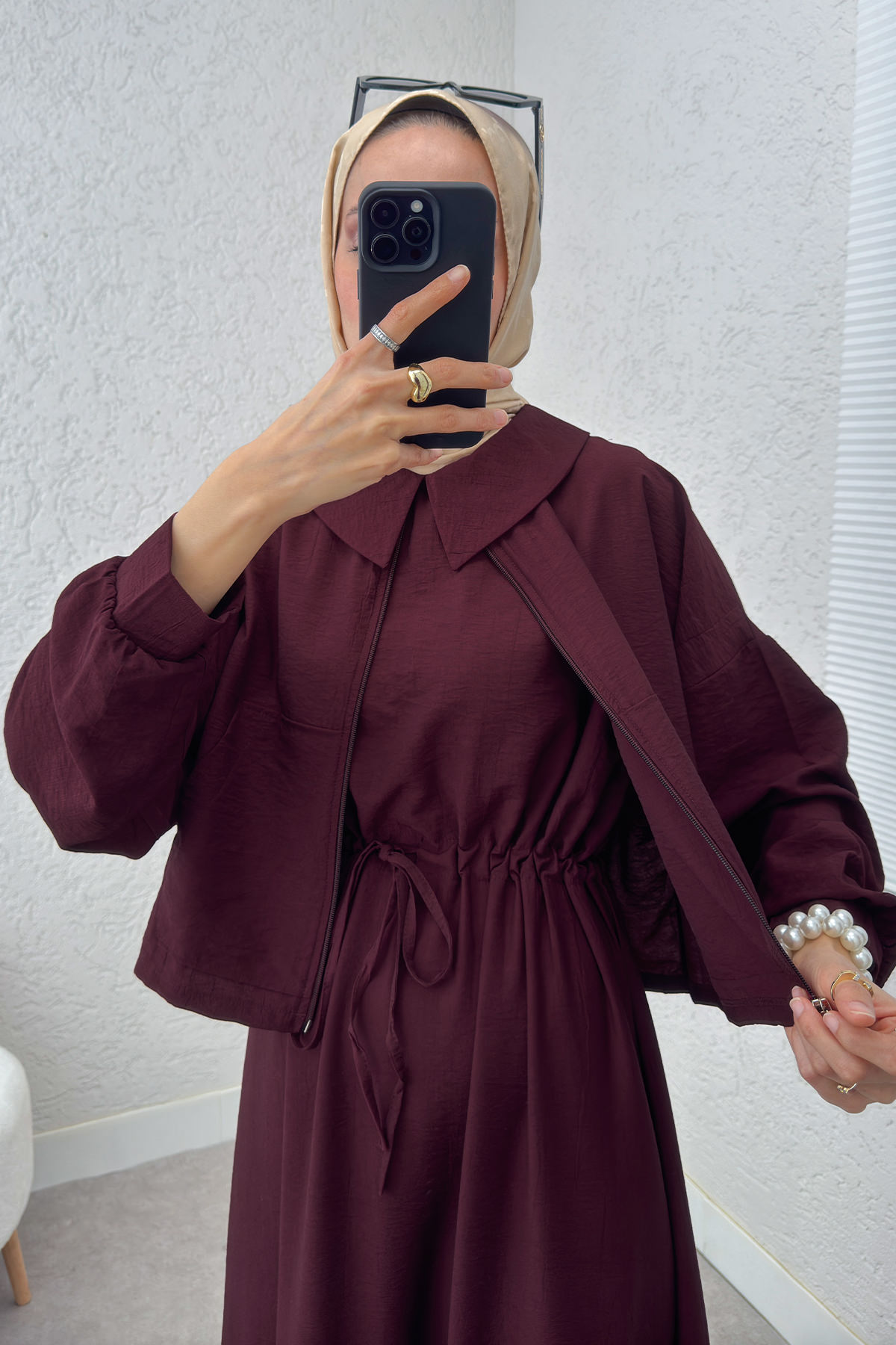 Bolerolu Elbise Takım 2240 - BORDO |  