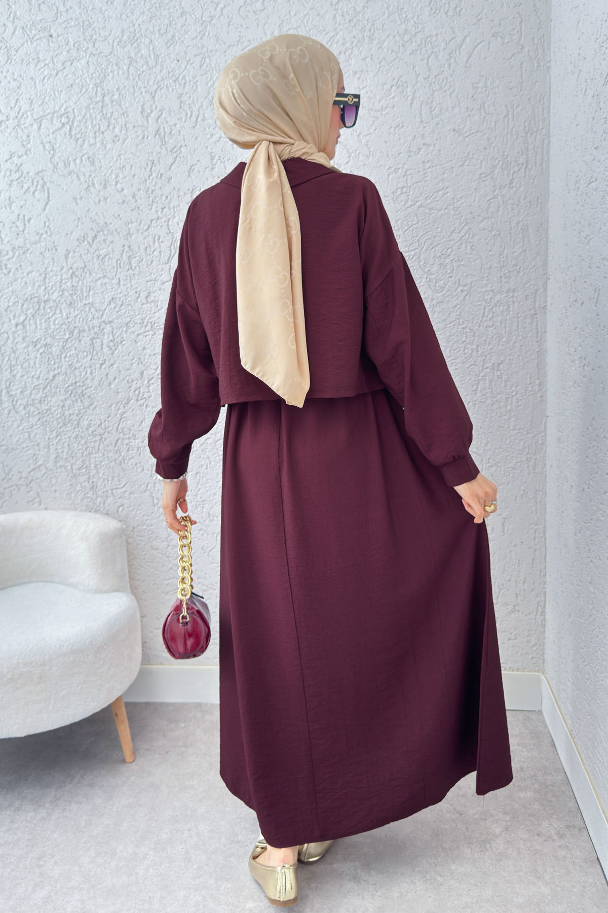 Bolerolu Elbise Takım 2240 - BORDO |  