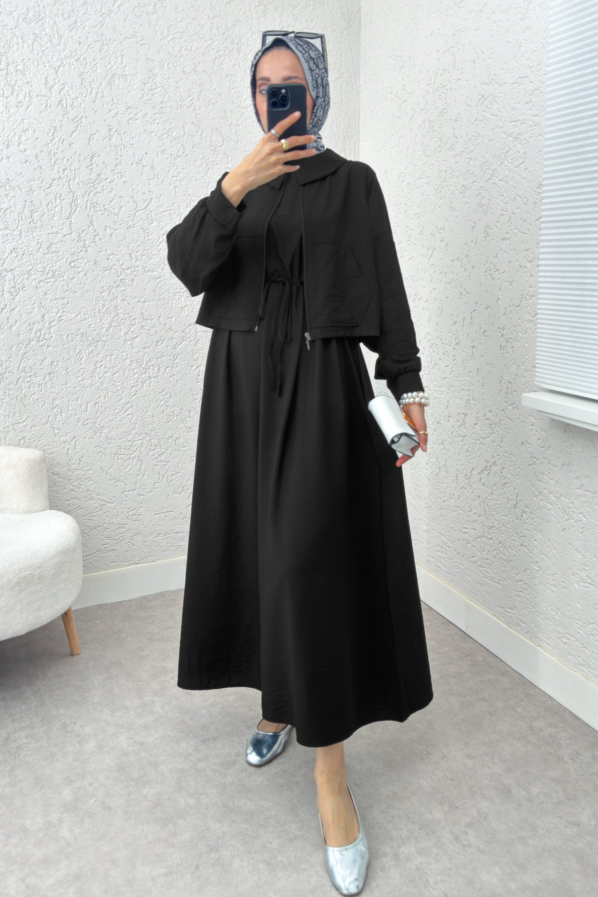 Bolerolu Elbise Takım 2240 - SİYAH |  