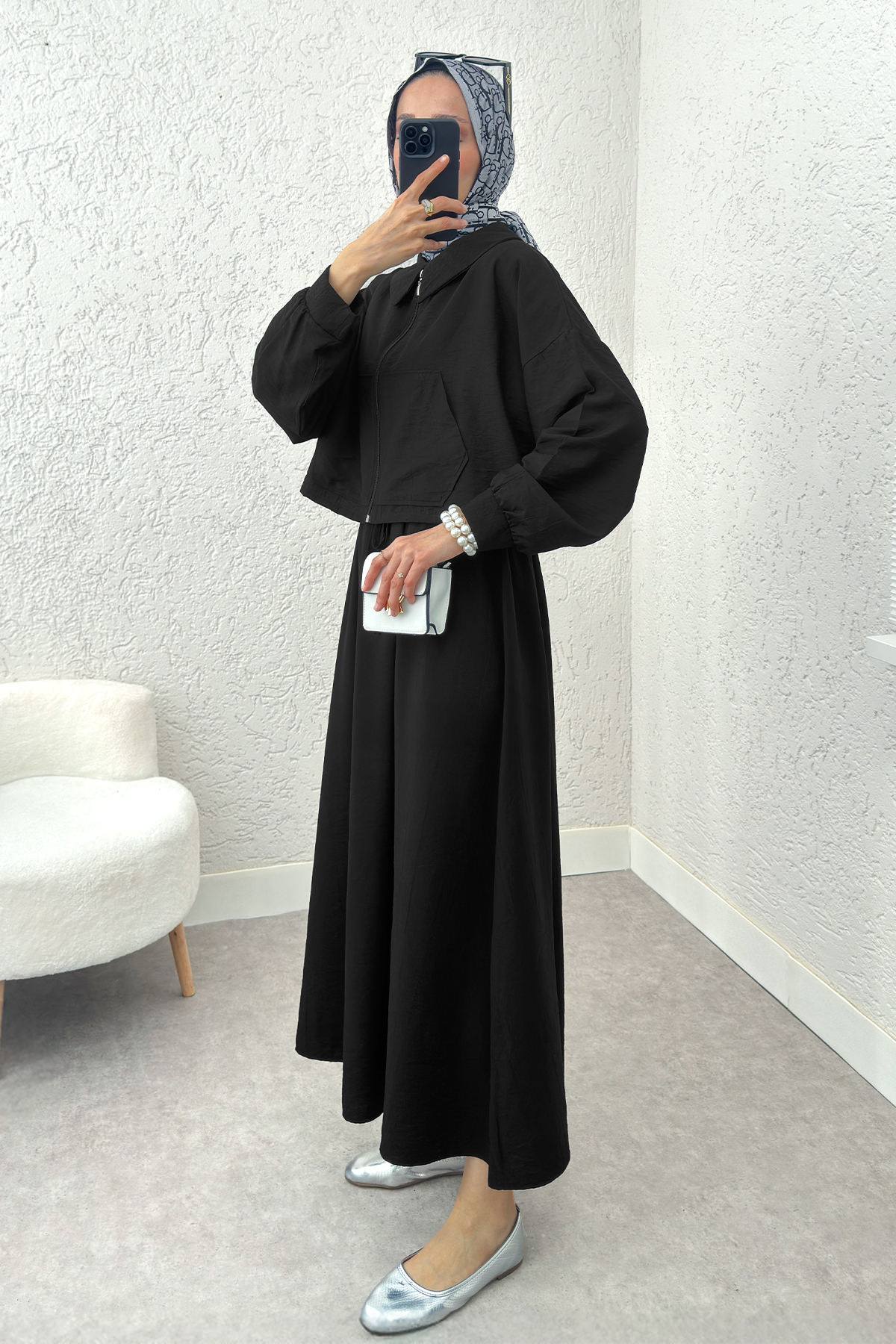 Bolerolu Elbise Takım 2240 - SİYAH |  