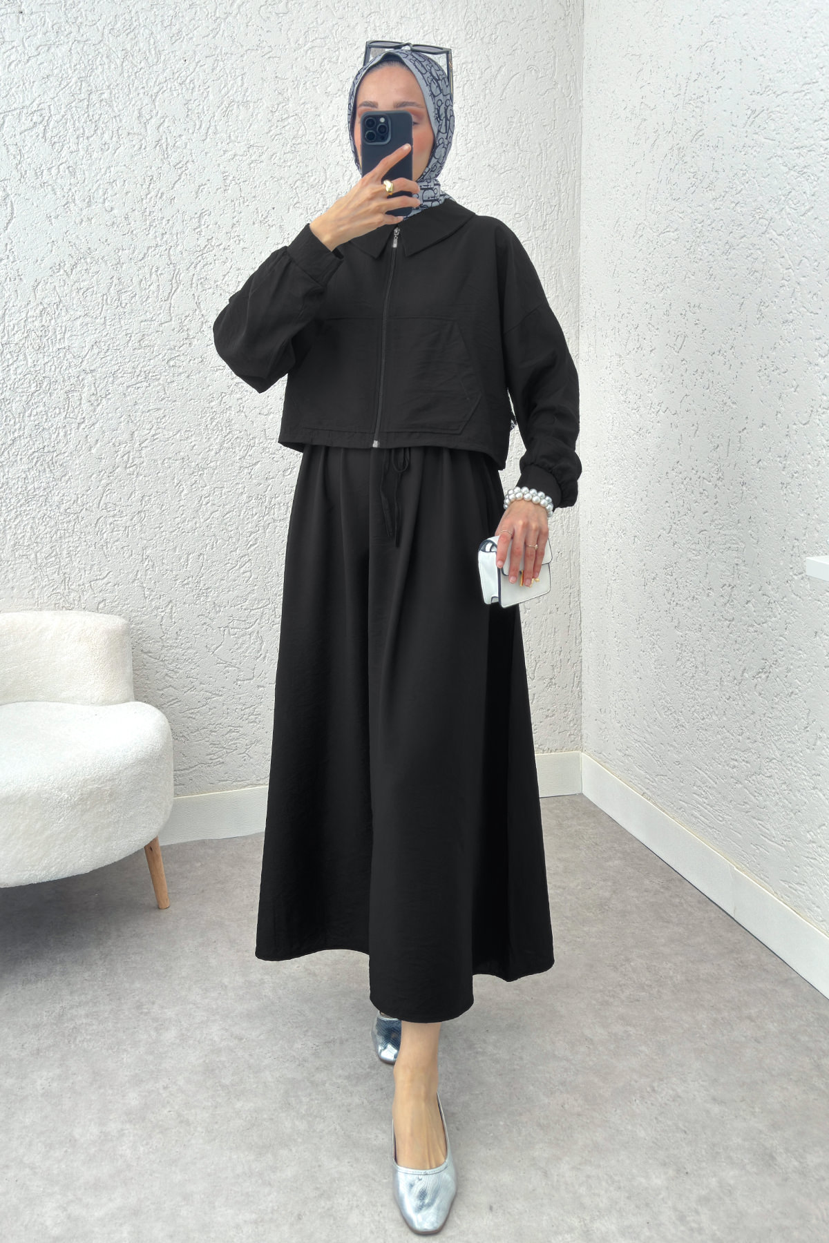 Bolerolu Elbise Takım 2240 - SİYAH |  