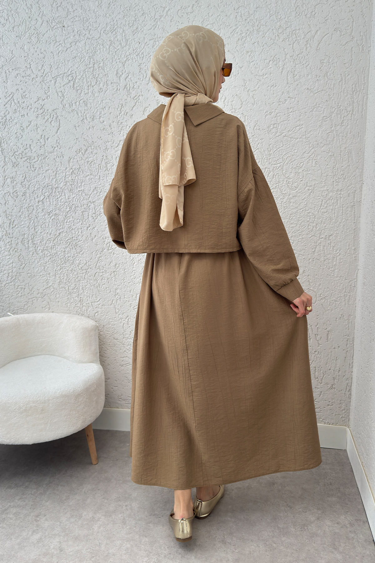 Bolerolu Elbise Takım 2240 - VİZON |  