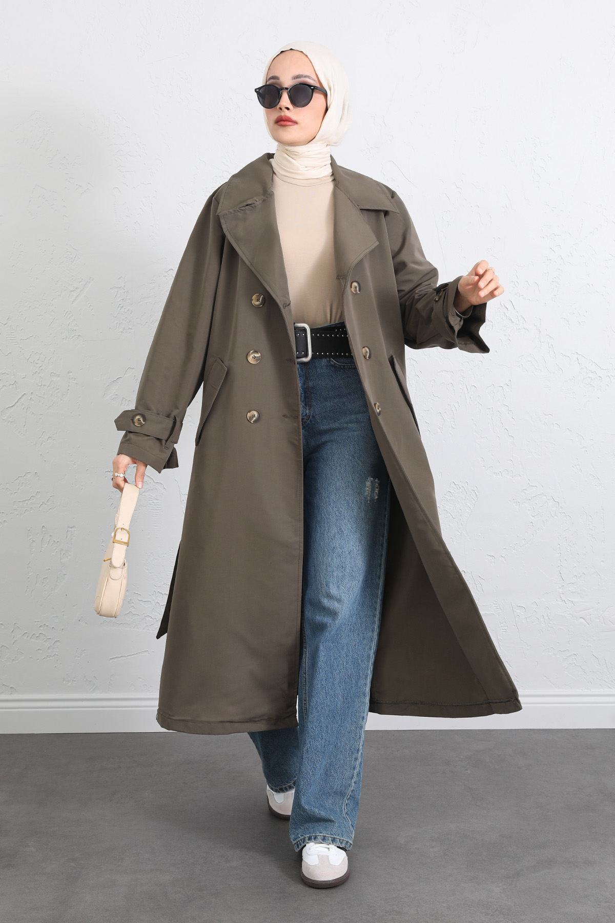 Arka Pile ve Düğme Detaylı Trençkot 5979 - HAKİ |  