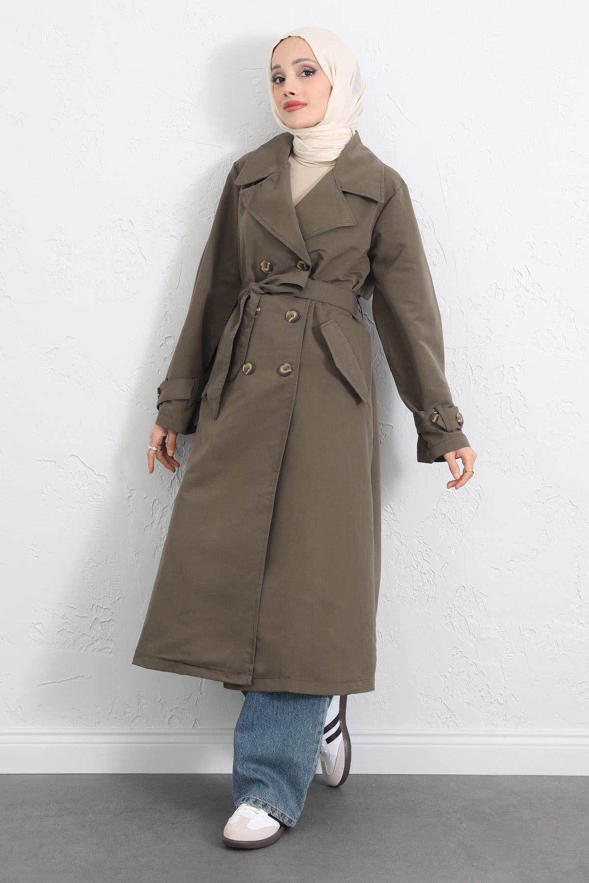 Arka Pile ve Düğme Detaylı Trençkot 5979 - HAKİ |  