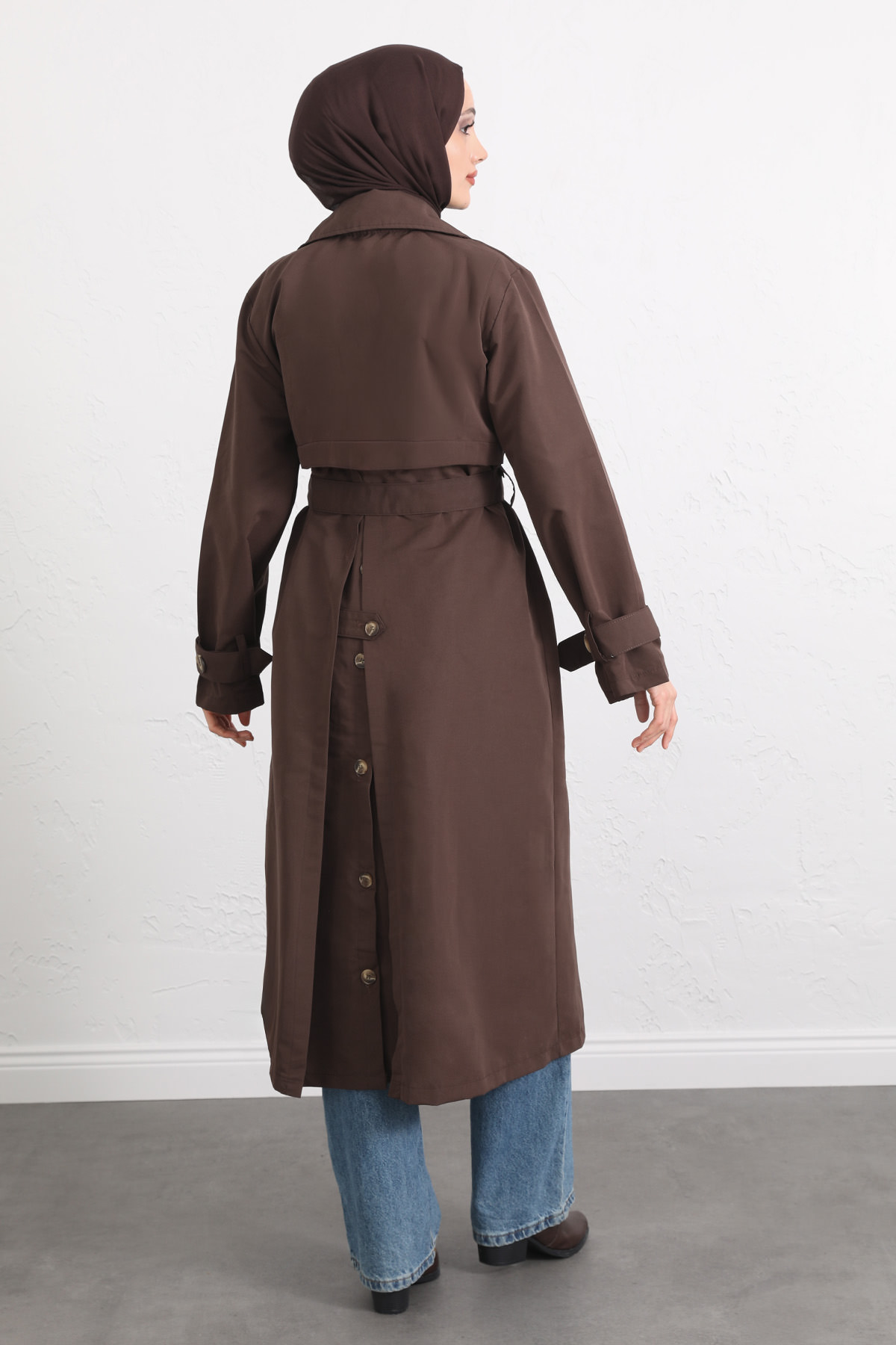 Arka Pile ve Düğme Detaylı Trençkot 5979 - KAHVERENGİ |  