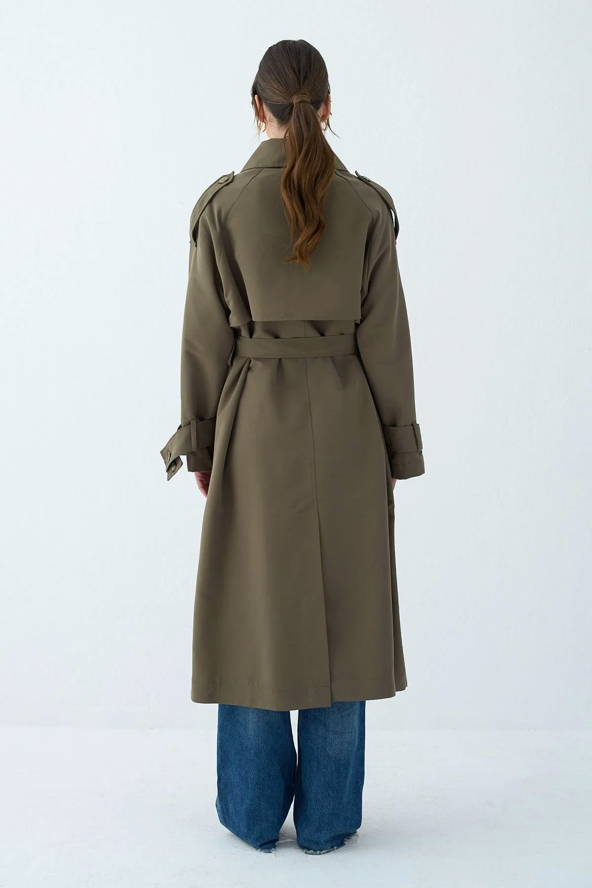 Cep Yaka Trençkot 5983 - KOYU HAKİ |  