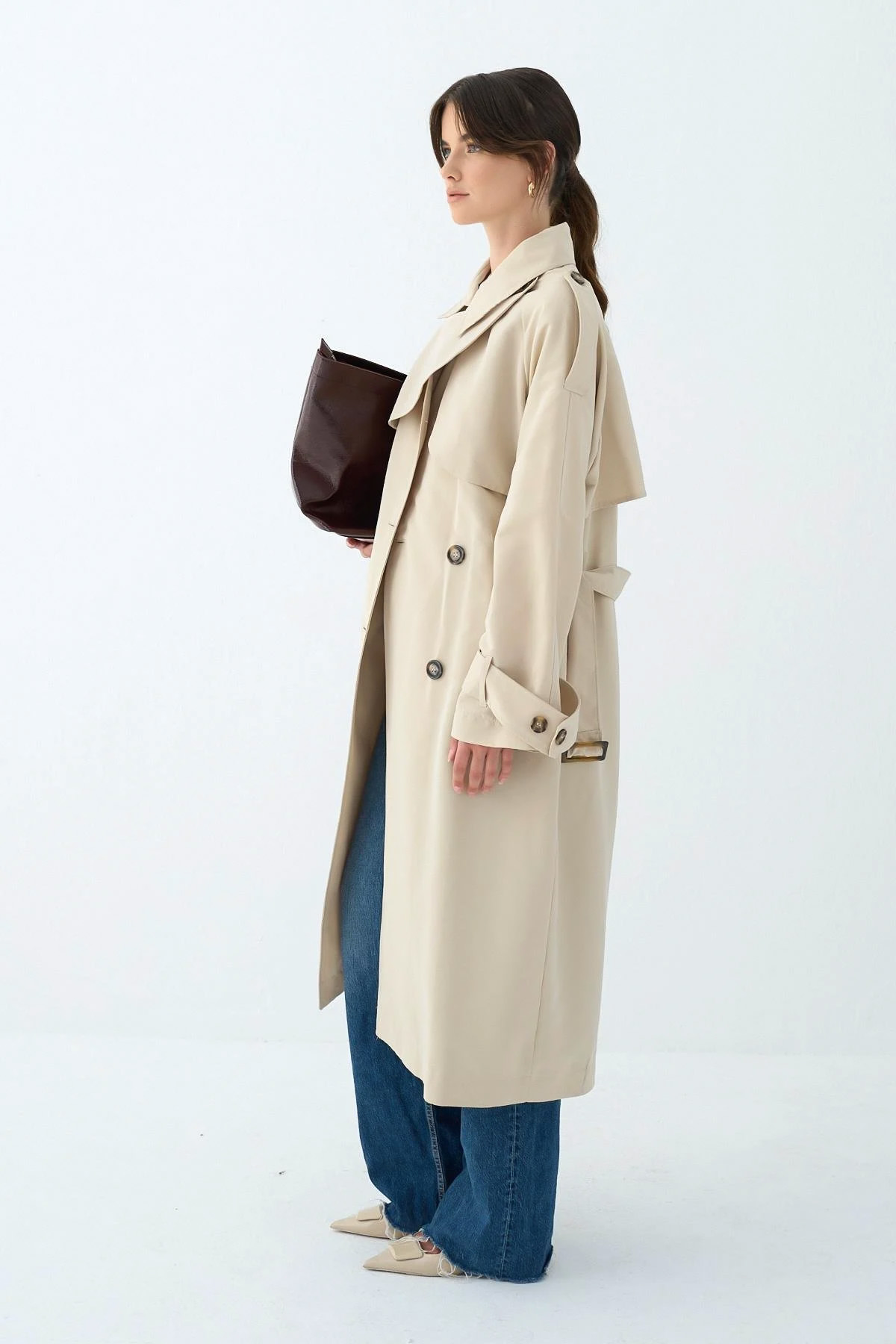 Cep Yaka Trençkot 5983 - TAŞ RENGİ |  