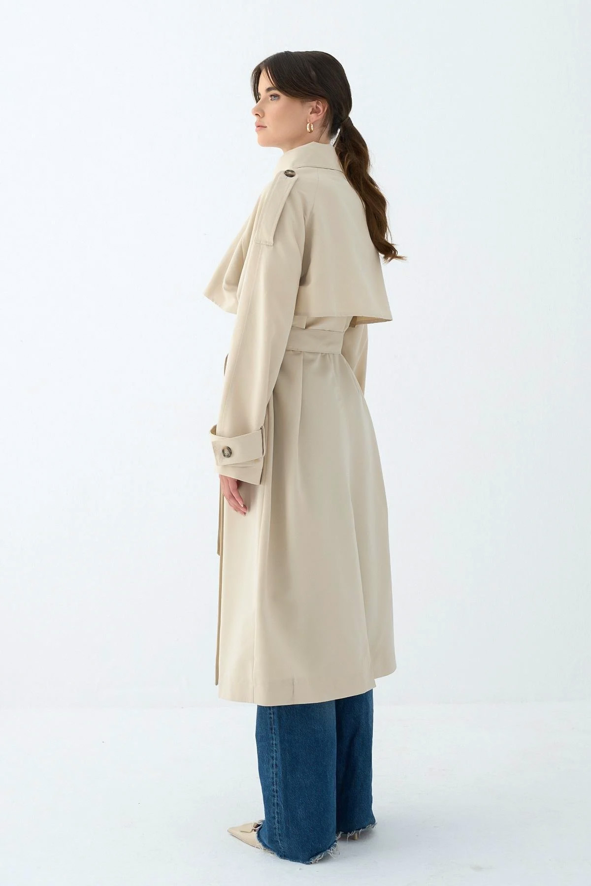 Cep Yaka Trençkot 5983 - TAŞ RENGİ |  