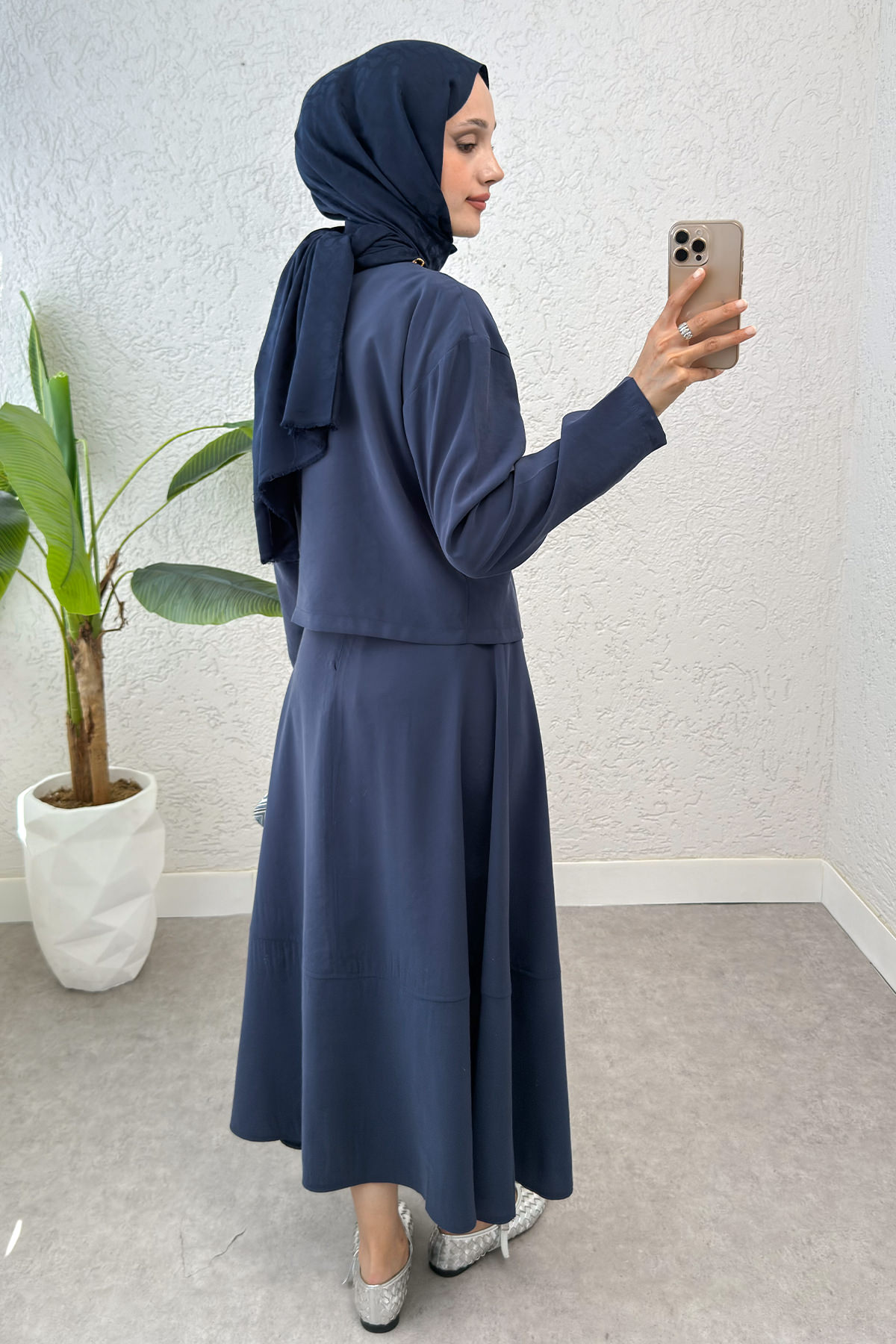 Yandan Bağlamalı Etekli Takım 2303 - LACİVERT |  