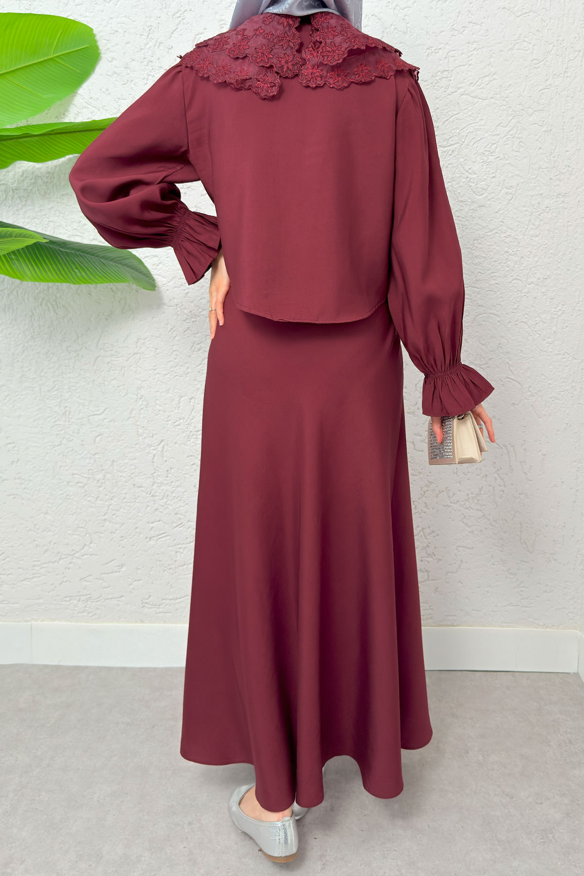 Bebe Yaka Etek Takım 2255 - BORDO |  