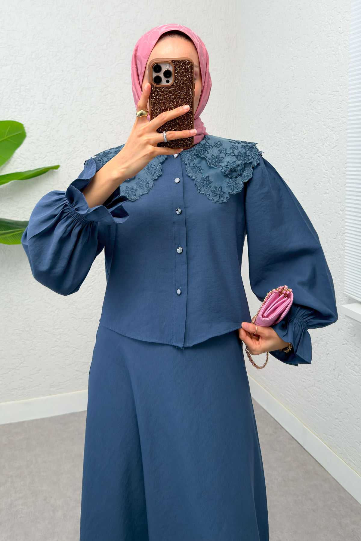 Bebe Yaka Etek Takım 2255 - İNDİGO |  