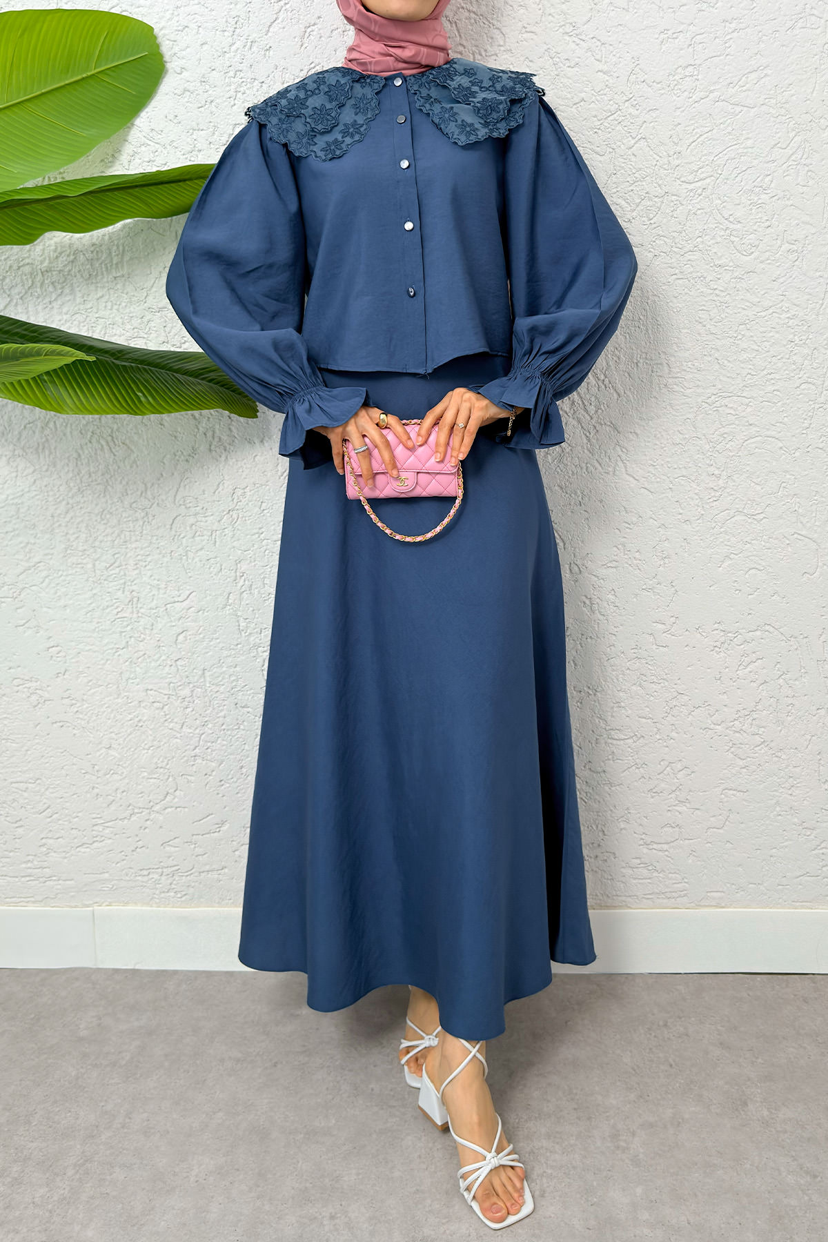 Bebe Yaka Etek Takım 2255 - İNDİGO |  