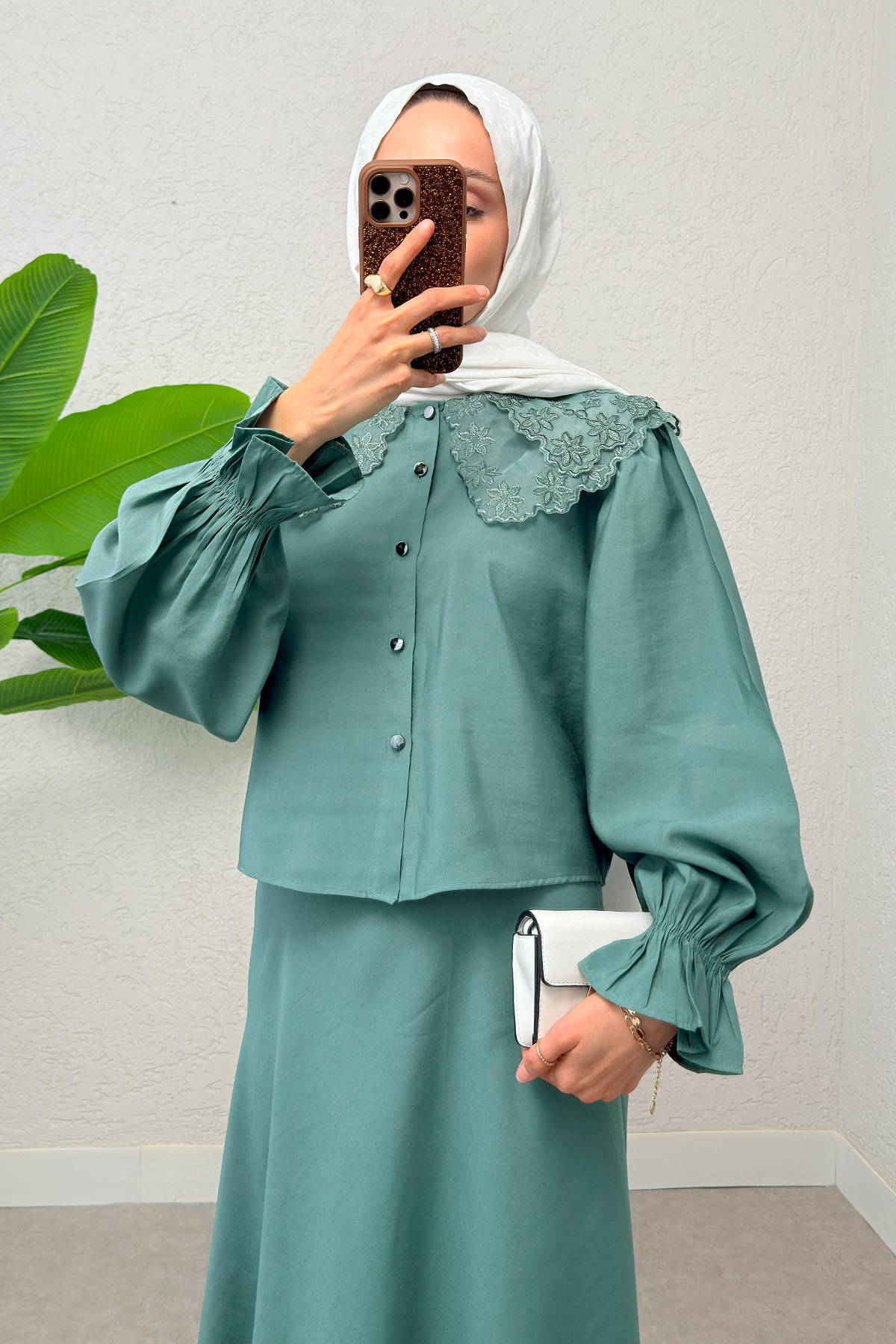 Bebe Yaka Etek Takım 2255 - MİNT YEŞİLİ |  