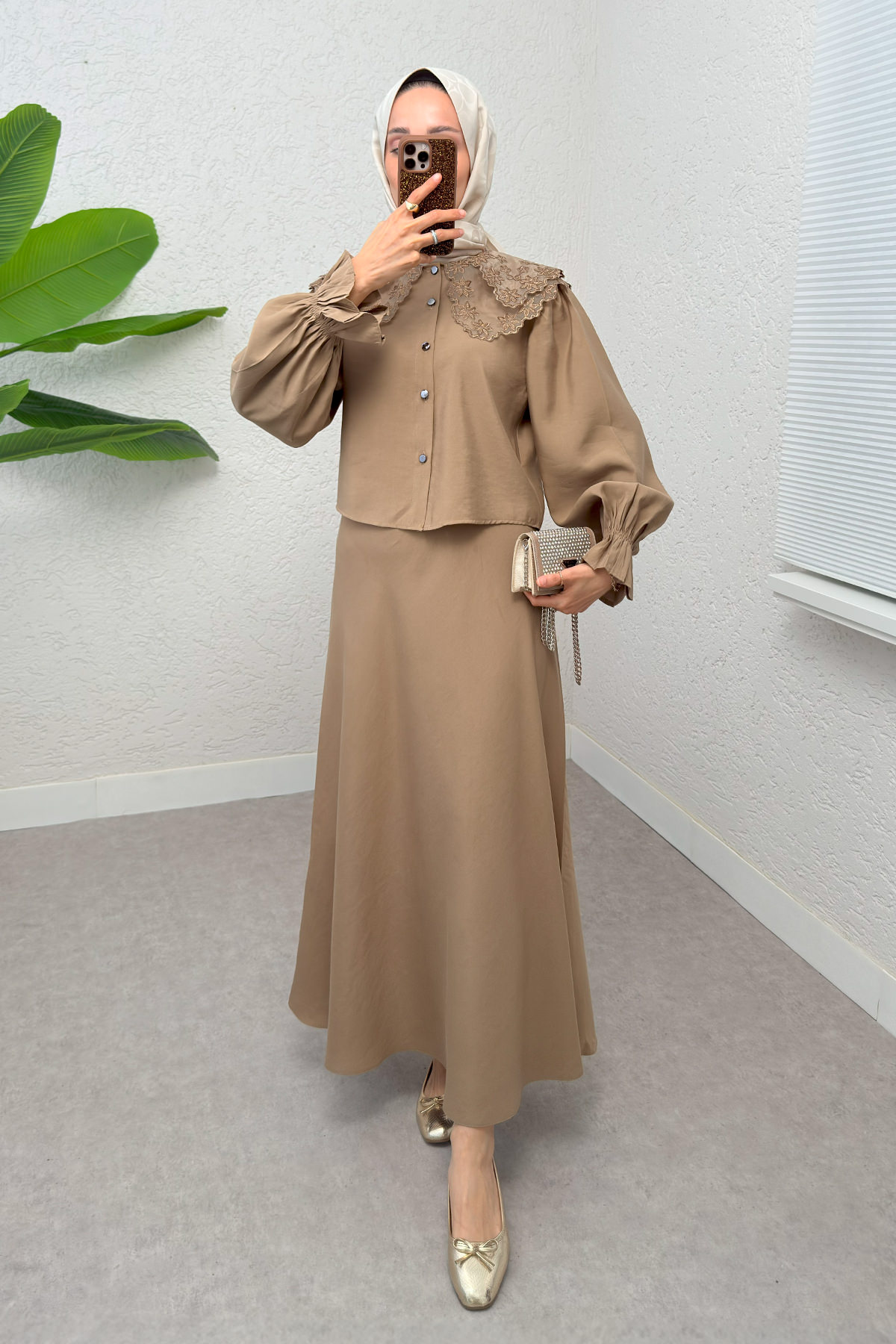 Bebe Yaka Etek Takım 2255 - VİZON |  