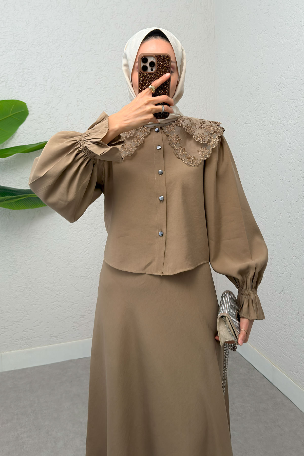 Bebe Yaka Etek Takım 2255 - VİZON |  