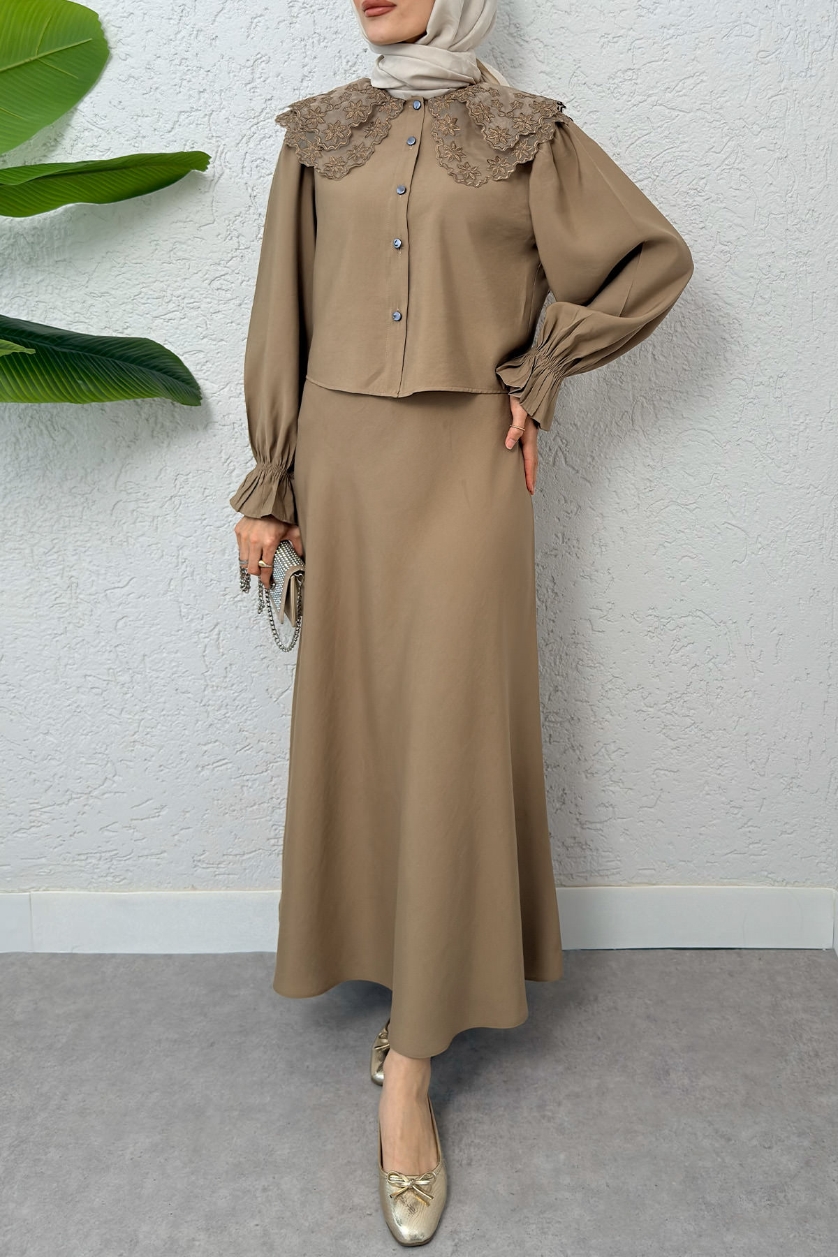 Bebe Yaka Etek Takım 2255 - VİZON |  