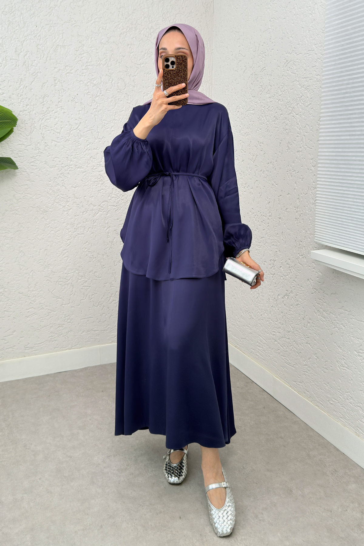 Saten Etekli Takım 2283- LACİVERT |  