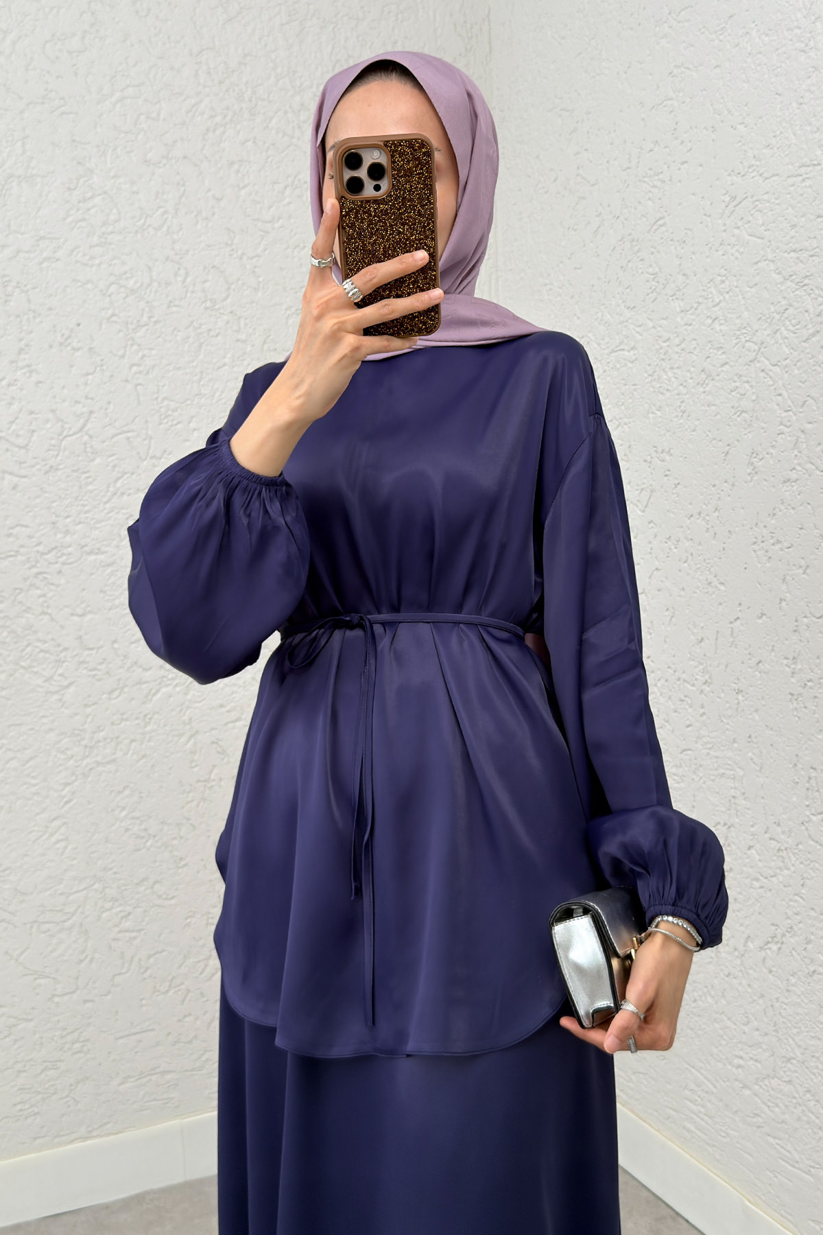 Saten Etekli Takım 2283- LACİVERT |  