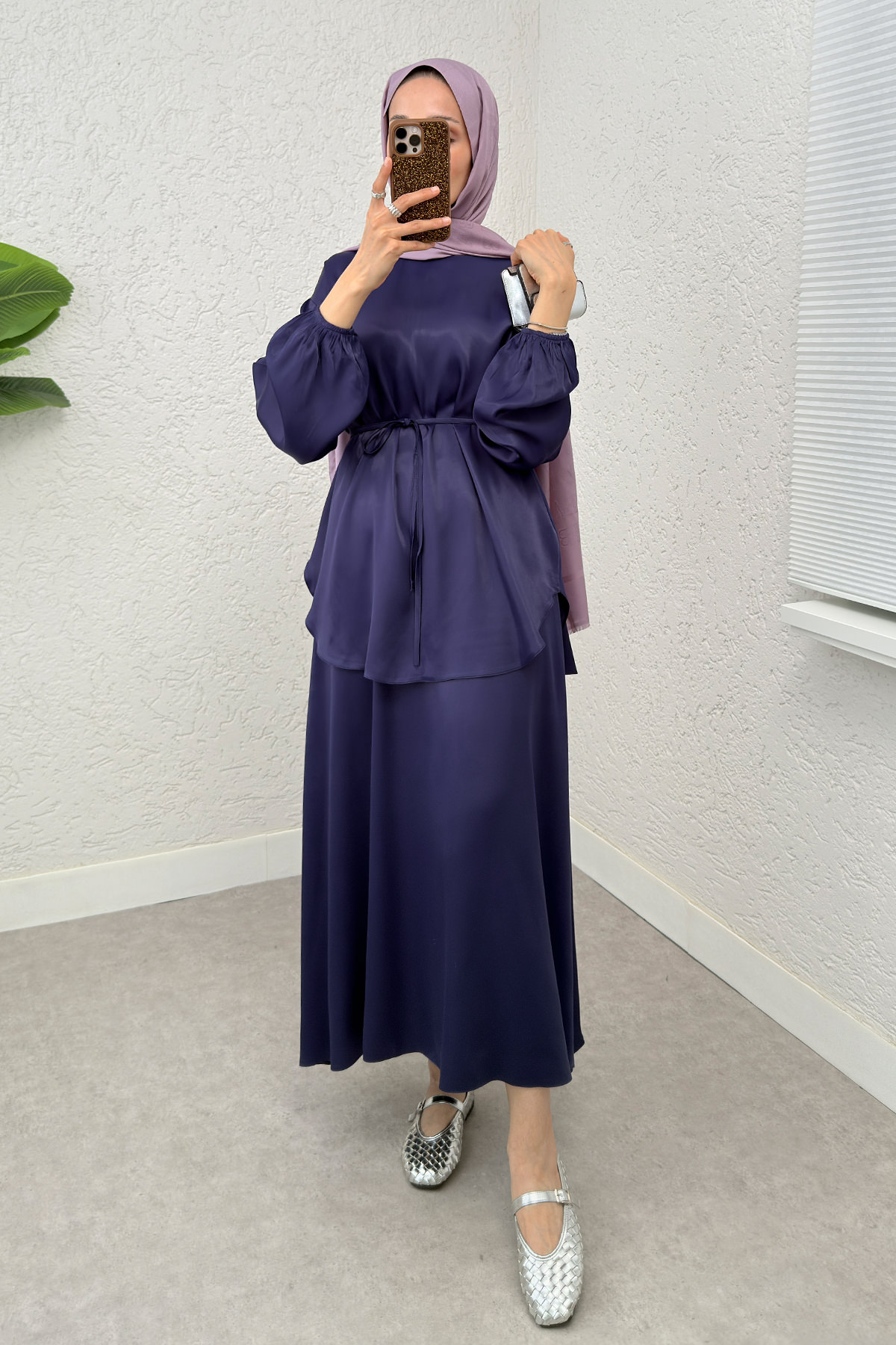 Saten Etekli Takım 2283- LACİVERT |  