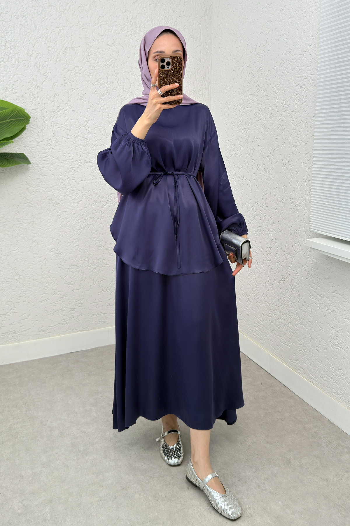 Saten Etekli Takım 2283- LACİVERT |  