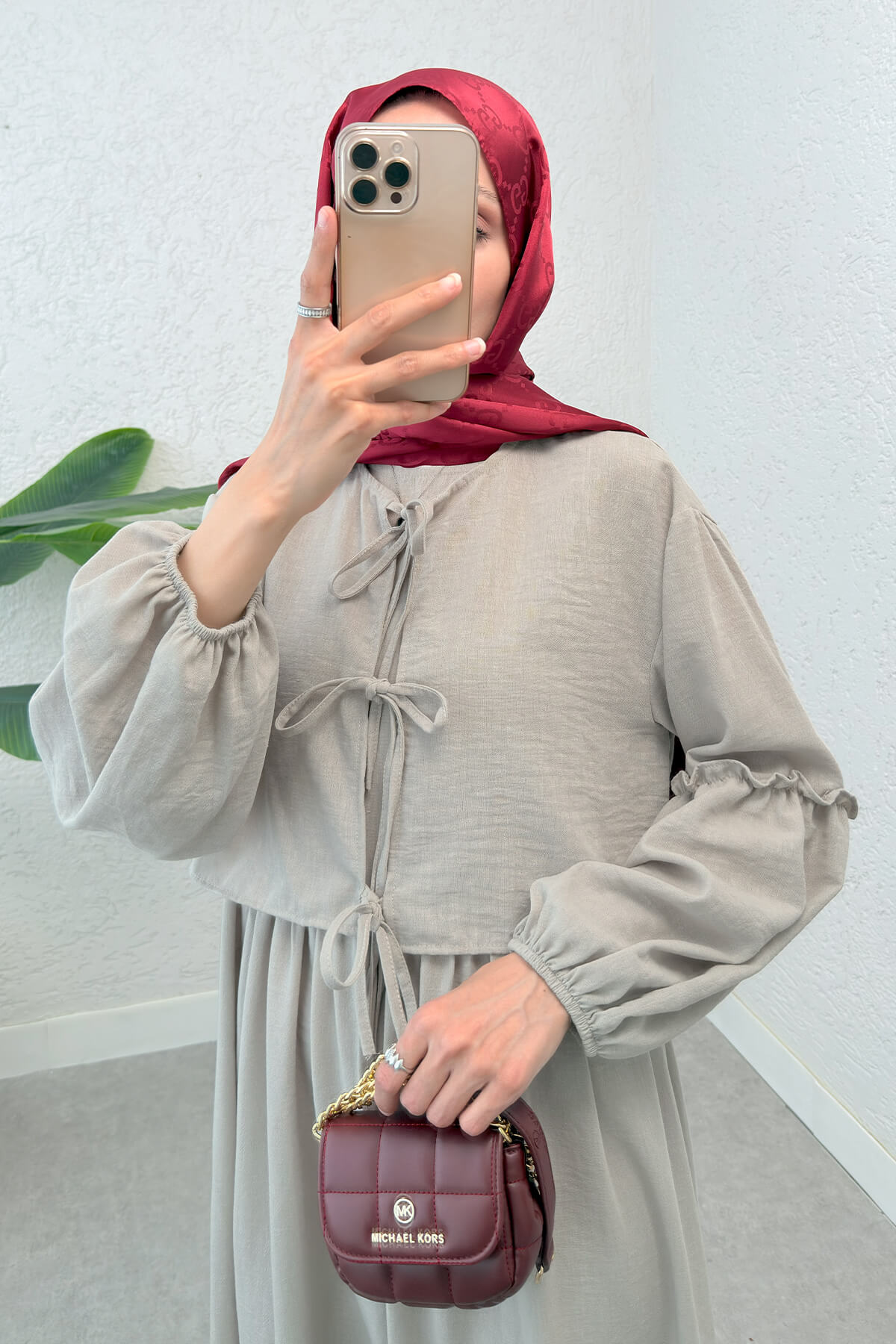 Balon Kol Bolerolu Elbise Takım 2271 - KOYU TAŞ |  