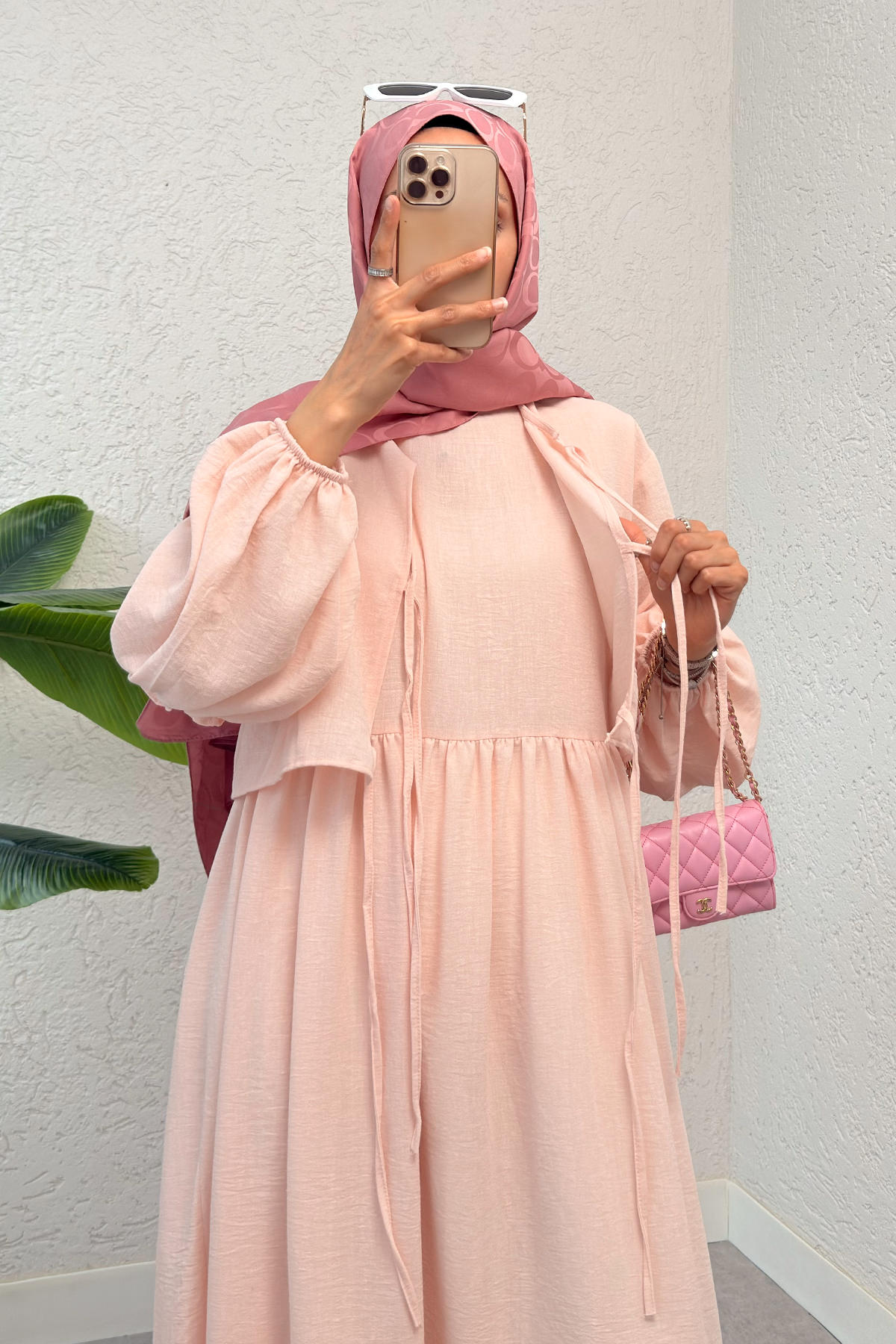 Balon Kol Bolerolu Elbise Takım 2271 - PUDRA |  