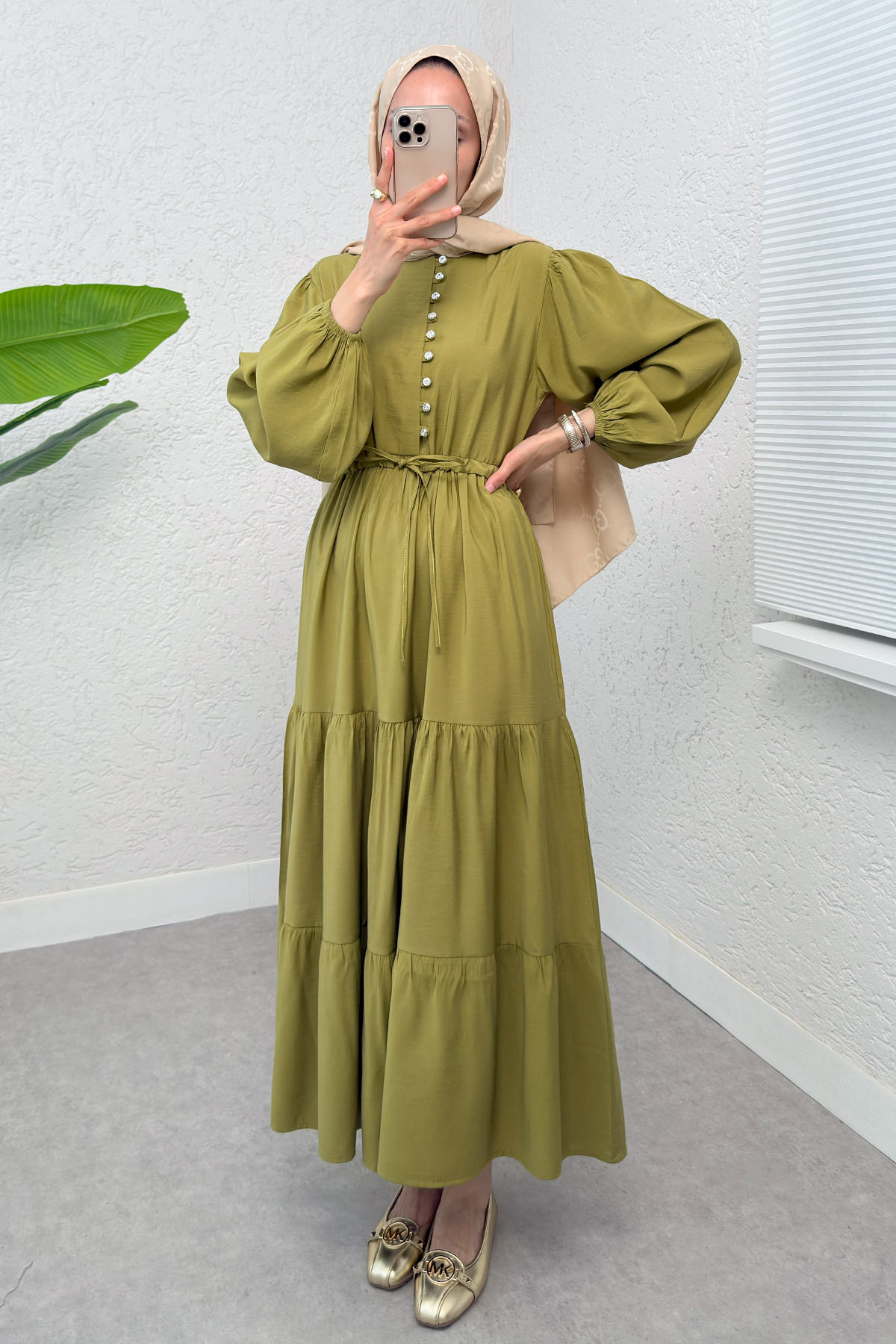 Büzgü Bağcıklı Elbise 2275 - ALTUNİ |  