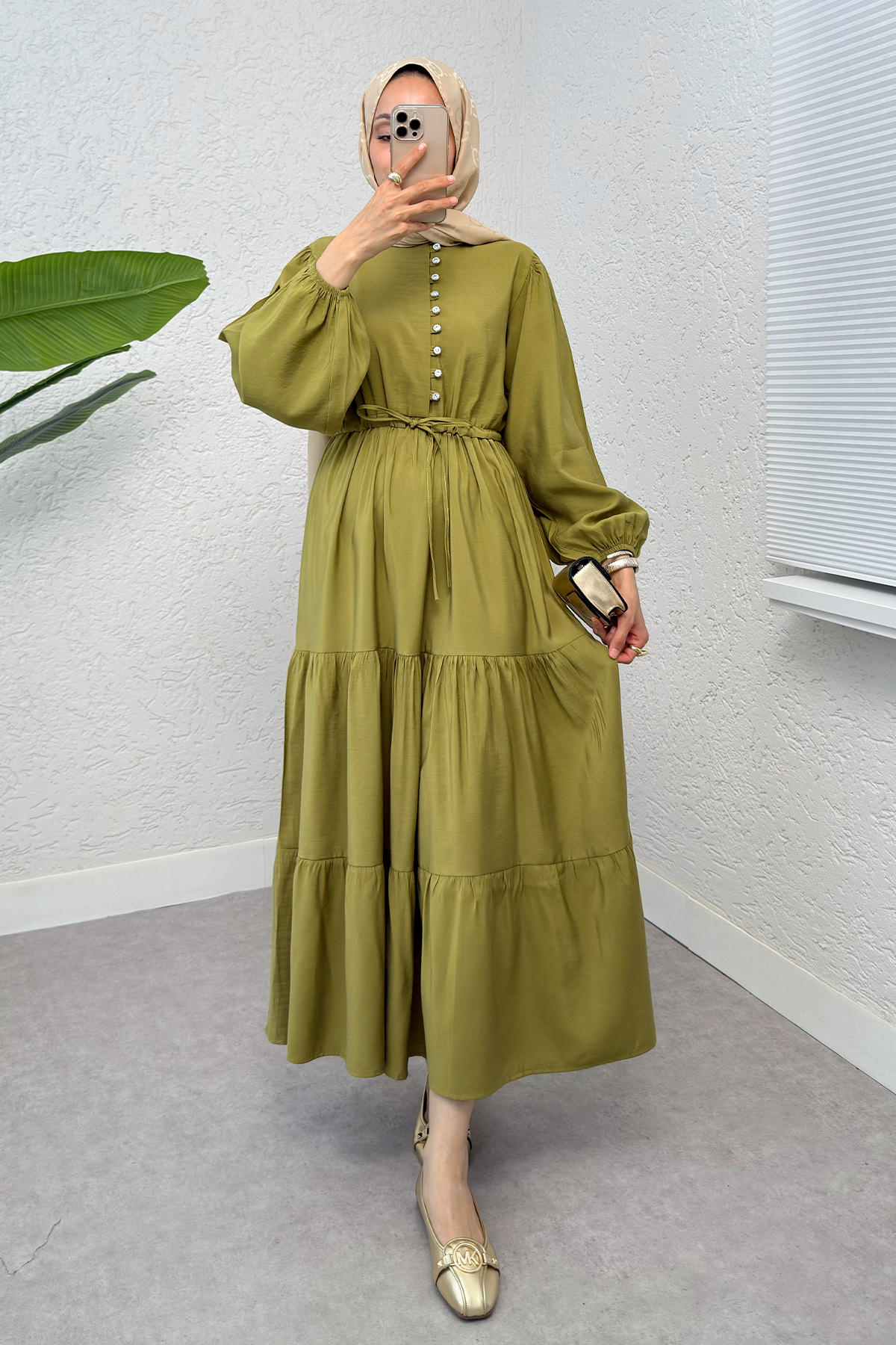 Büzgü Bağcıklı Elbise 2275 - ALTUNİ |  