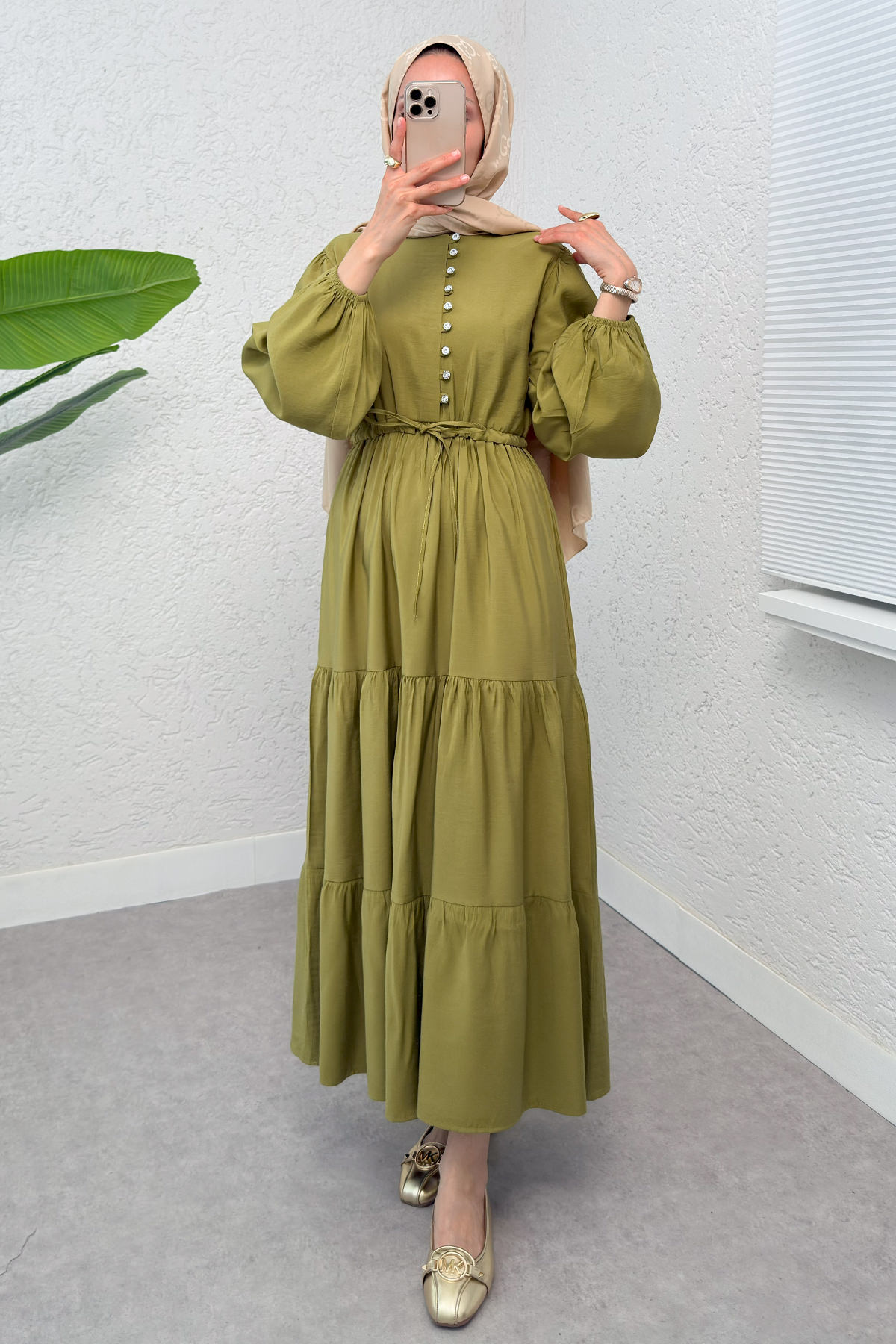 Büzgü Bağcıklı Elbise 2275 - ALTUNİ |  