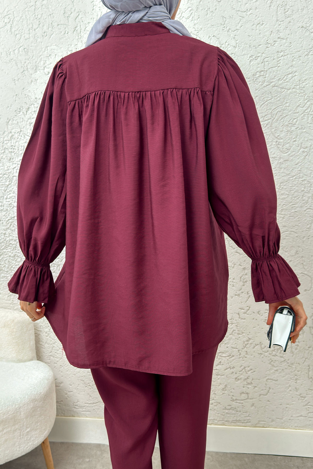 Hakim Yaka Kol Büzgülü Takım 2246 - BORDO |  